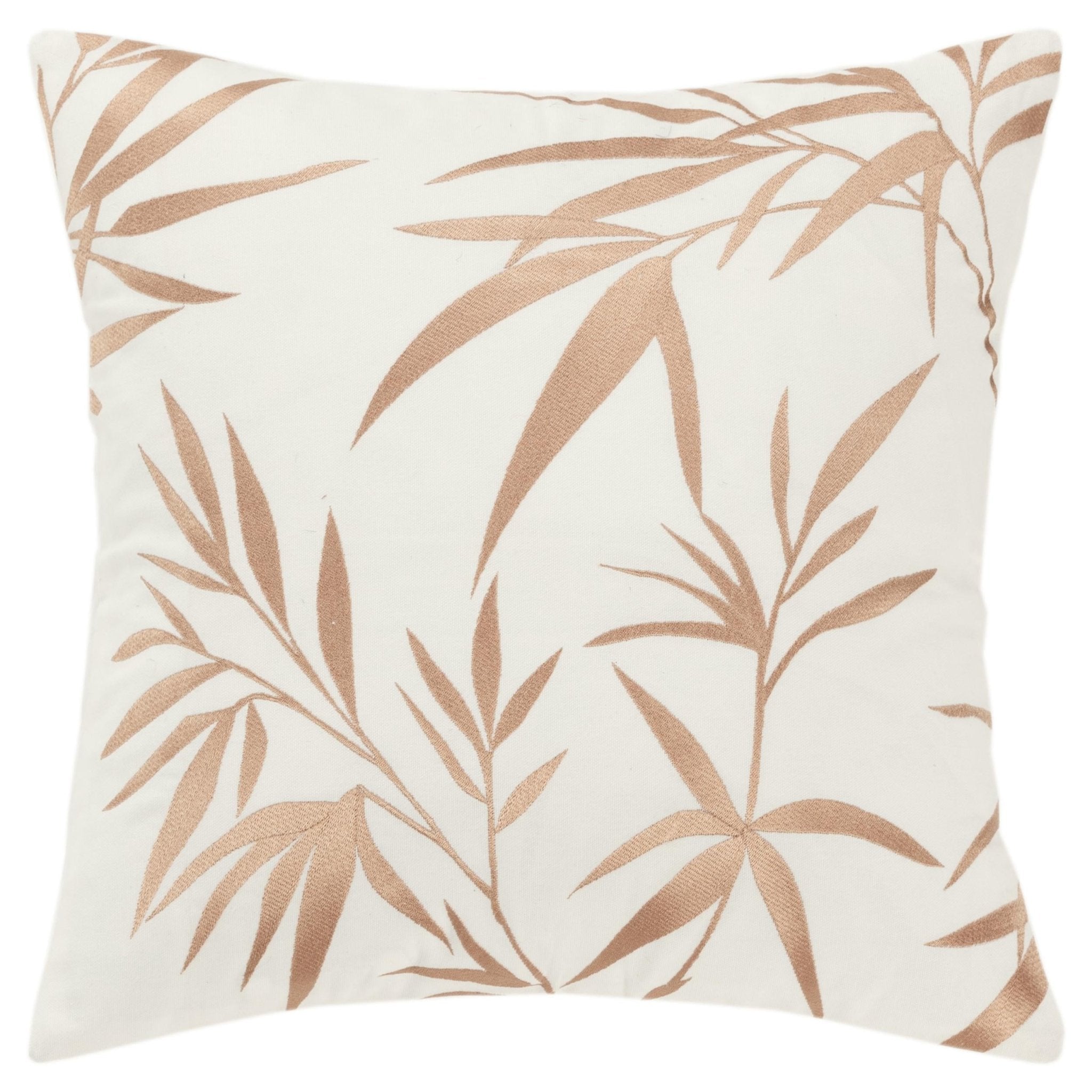 Botanical Leaf Embroidered Square Pillow - Square Pillows