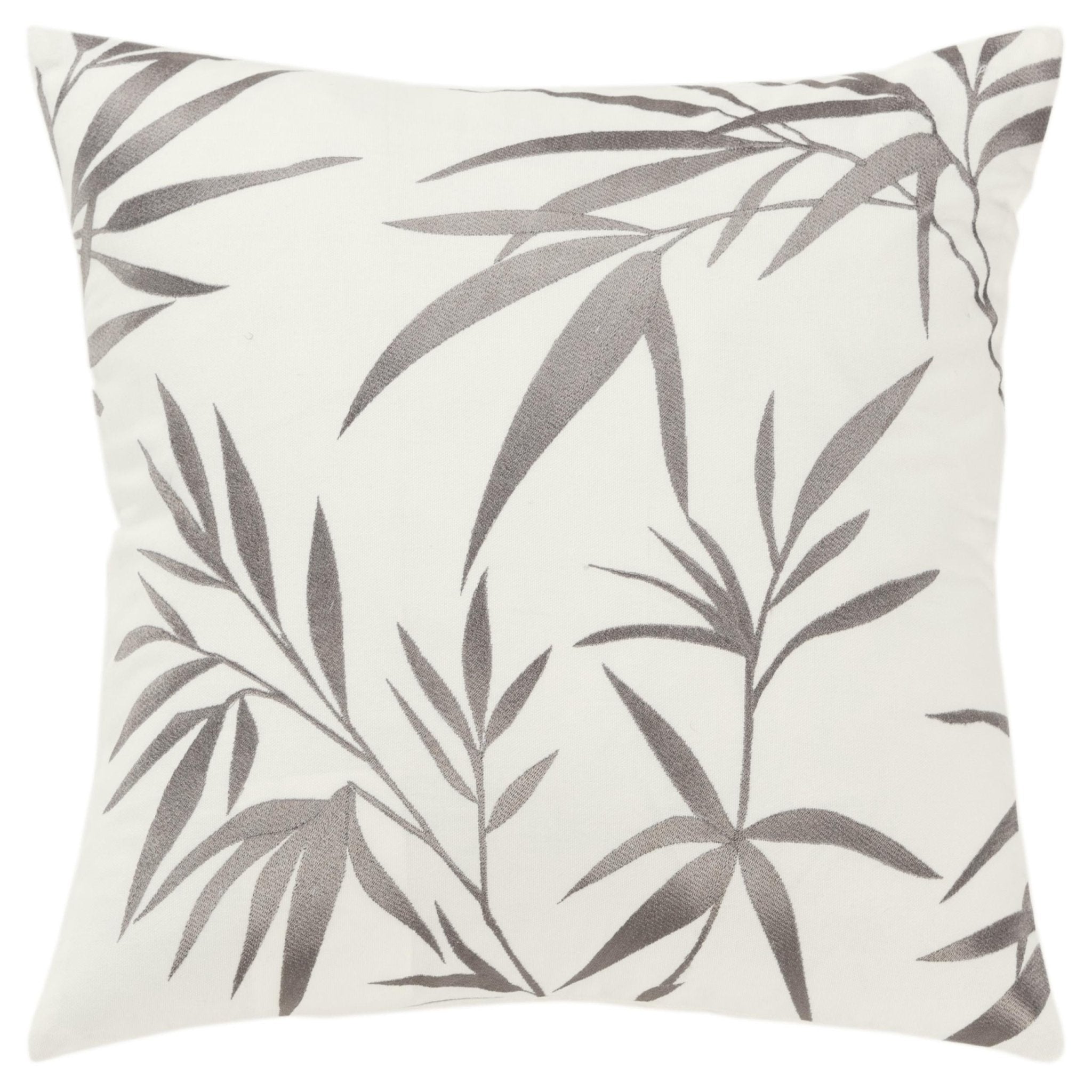 Botanical Leaf Embroidered Square Pillow - Square Pillows