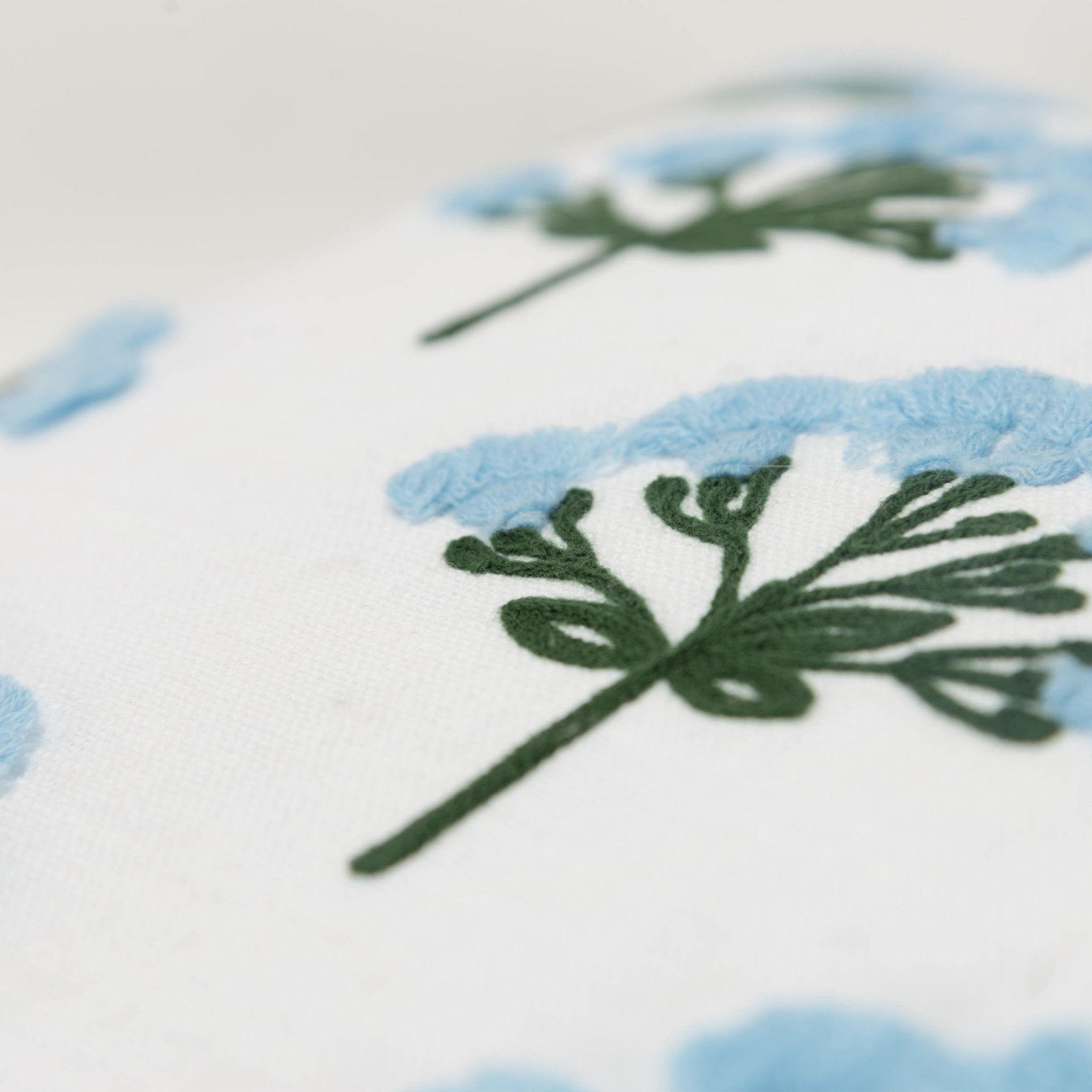 Botanical Printed With Embroidery 100% Cotton Decorative Throw Pillow - Square Pillows