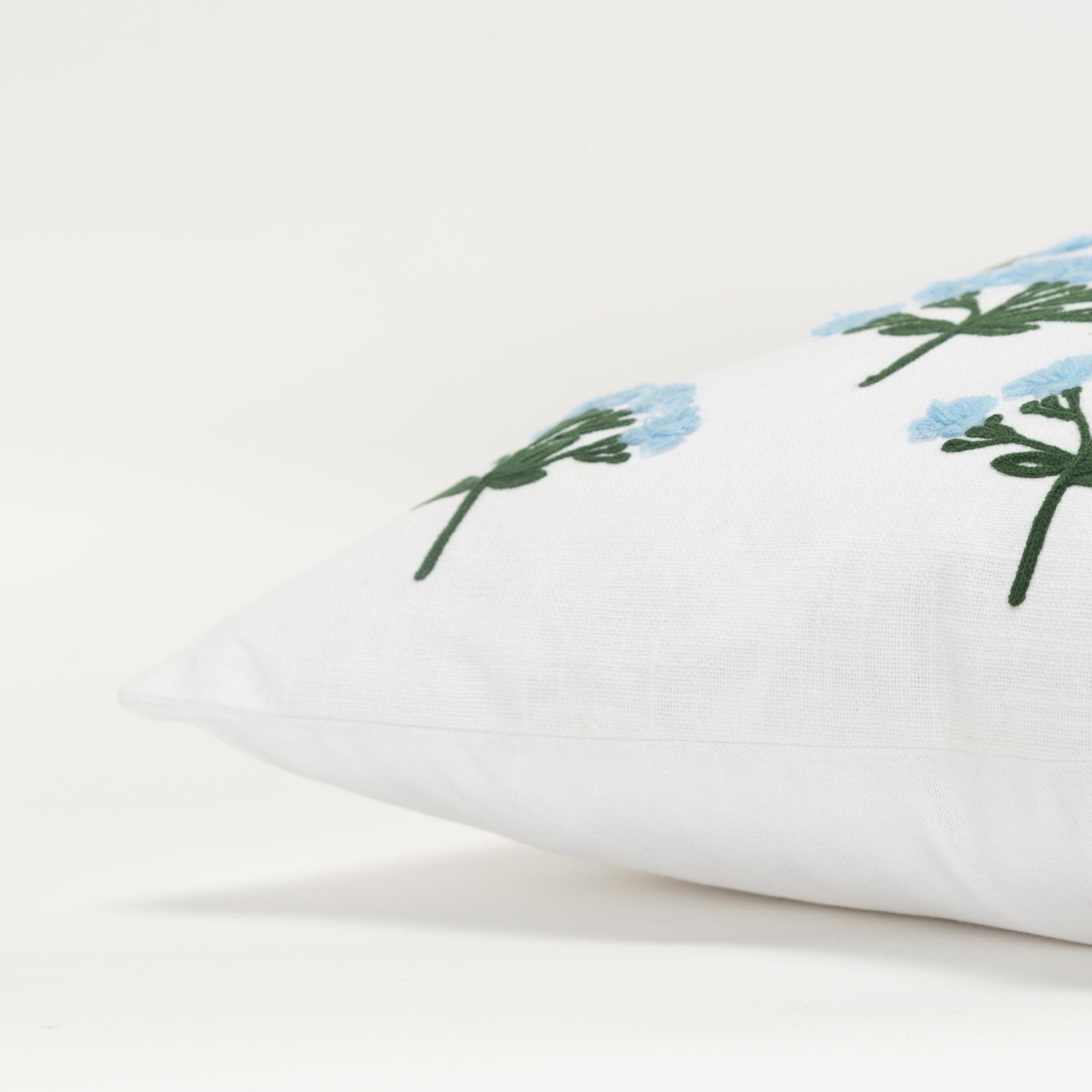 Botanical Printed With Embroidery 100% Cotton Decorative Throw Pillow - Square Pillows