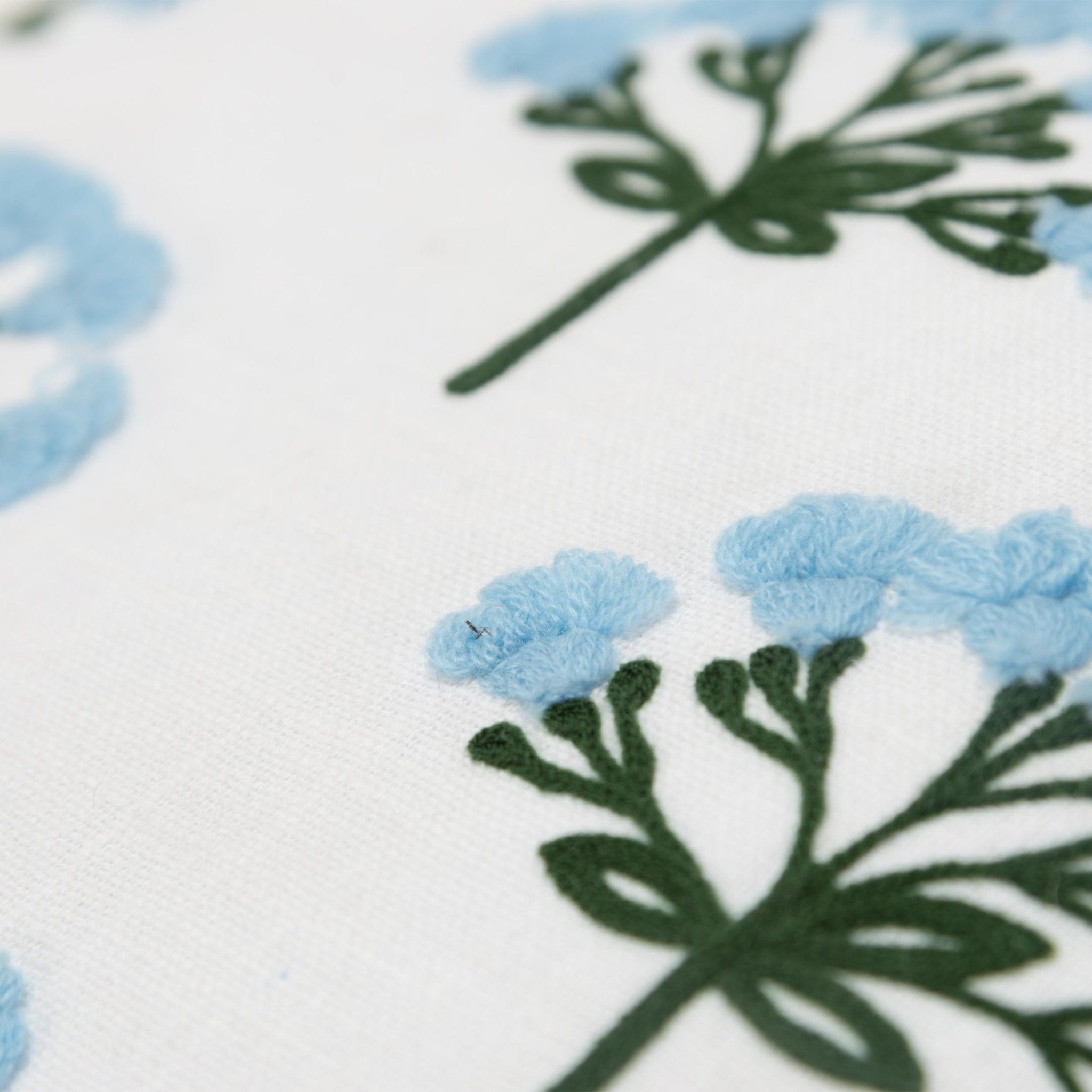 Botanical Printed With Embroidery 100% Cotton Decorative Throw Pillow - Square Pillows