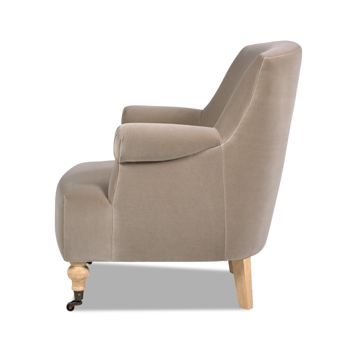 Boutique 30" Upholstered Accent Chair with Rolled Arms and Wood Turn Legs - Accent Chairs