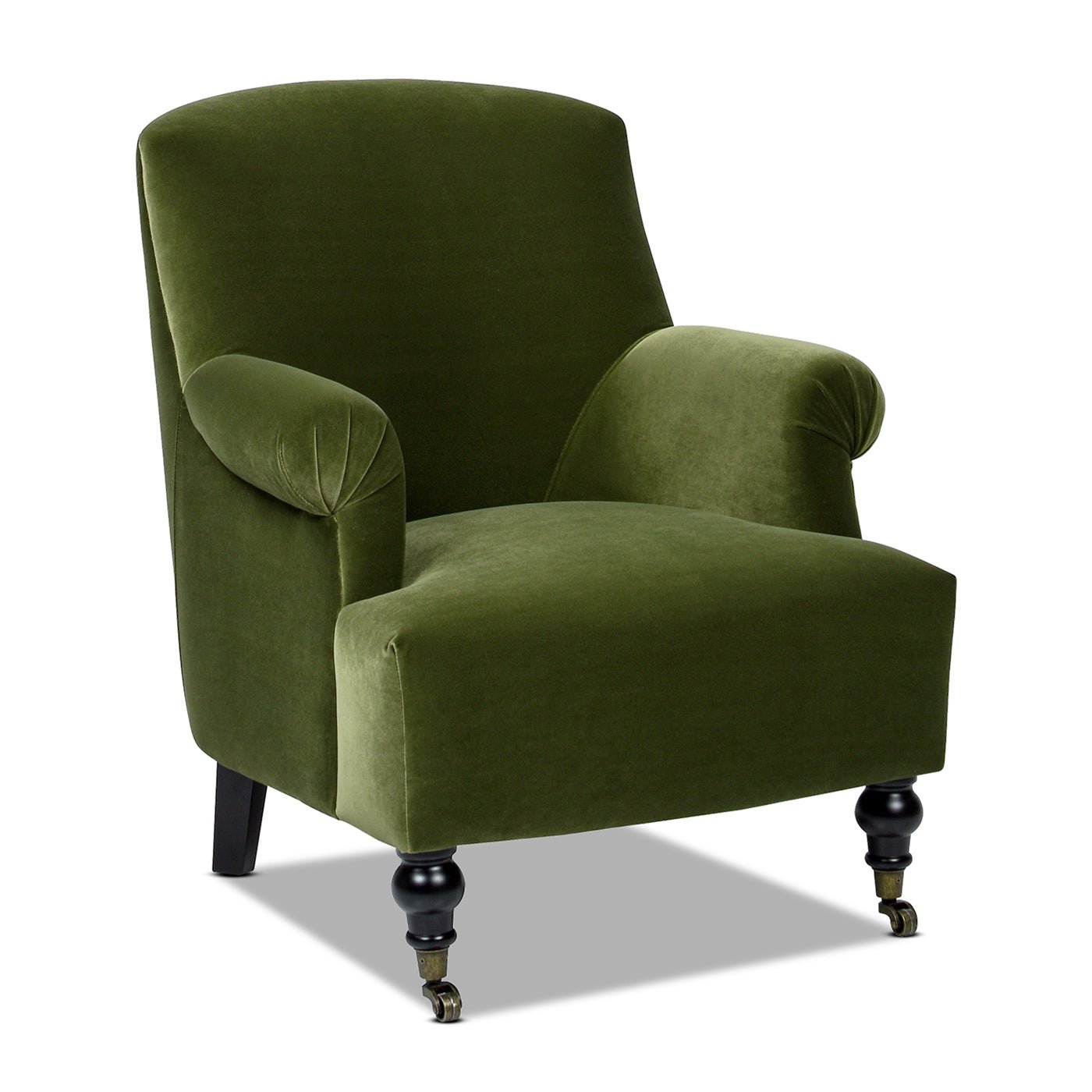 Boutique 30" Upholstered Accent Chair with Rolled Arms and Wood Turn Legs - Accent Chairs