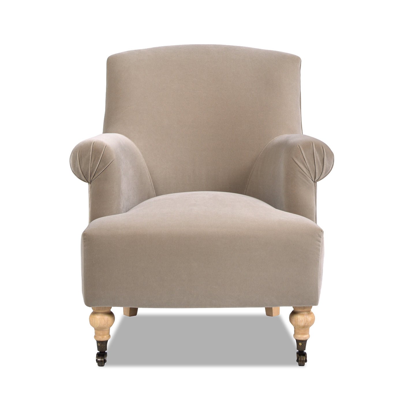 Boutique 30" Upholstered Accent Chair with Rolled Arms and Wood Turn Legs - Accent Chairs