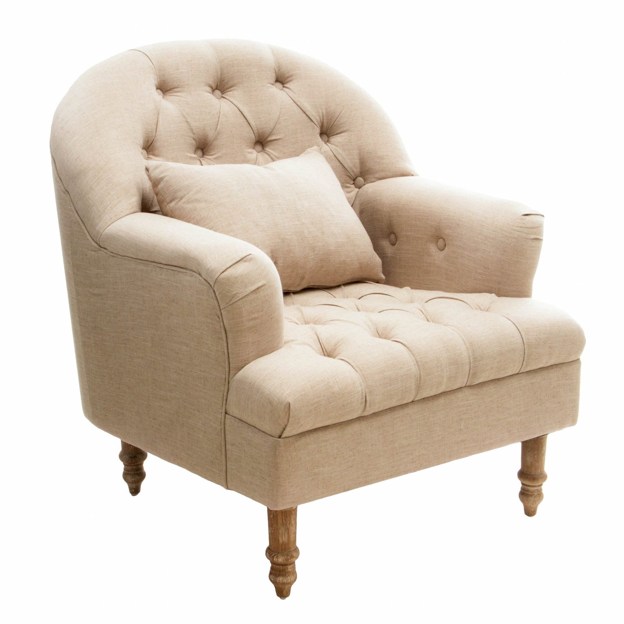 Button Tufted Accent Chair with Decorative Pillow - Accent Chairs