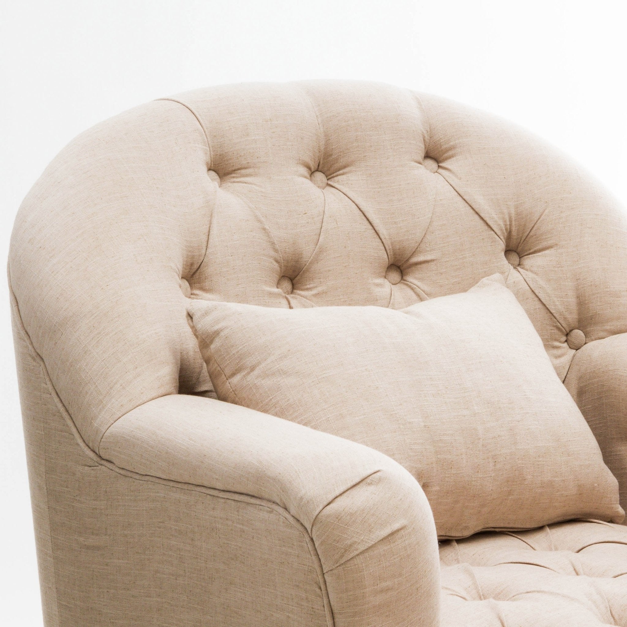 Button Tufted Accent Chair with Decorative Pillow - Accent Chairs