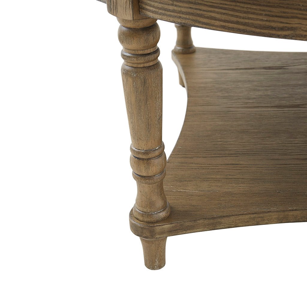 Button Tufted Round Ottoman with Turned Legs - Ottomans