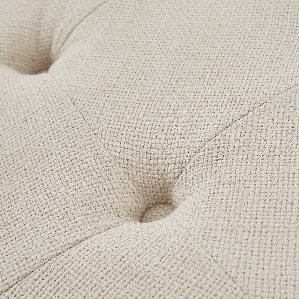 Button Tufted Round Ottoman with Turned Legs - Ottomans