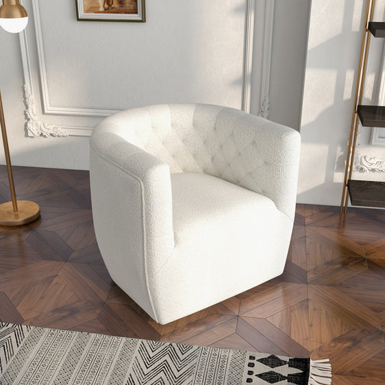 Button Tufted Swivel Chair - Accent Chairs