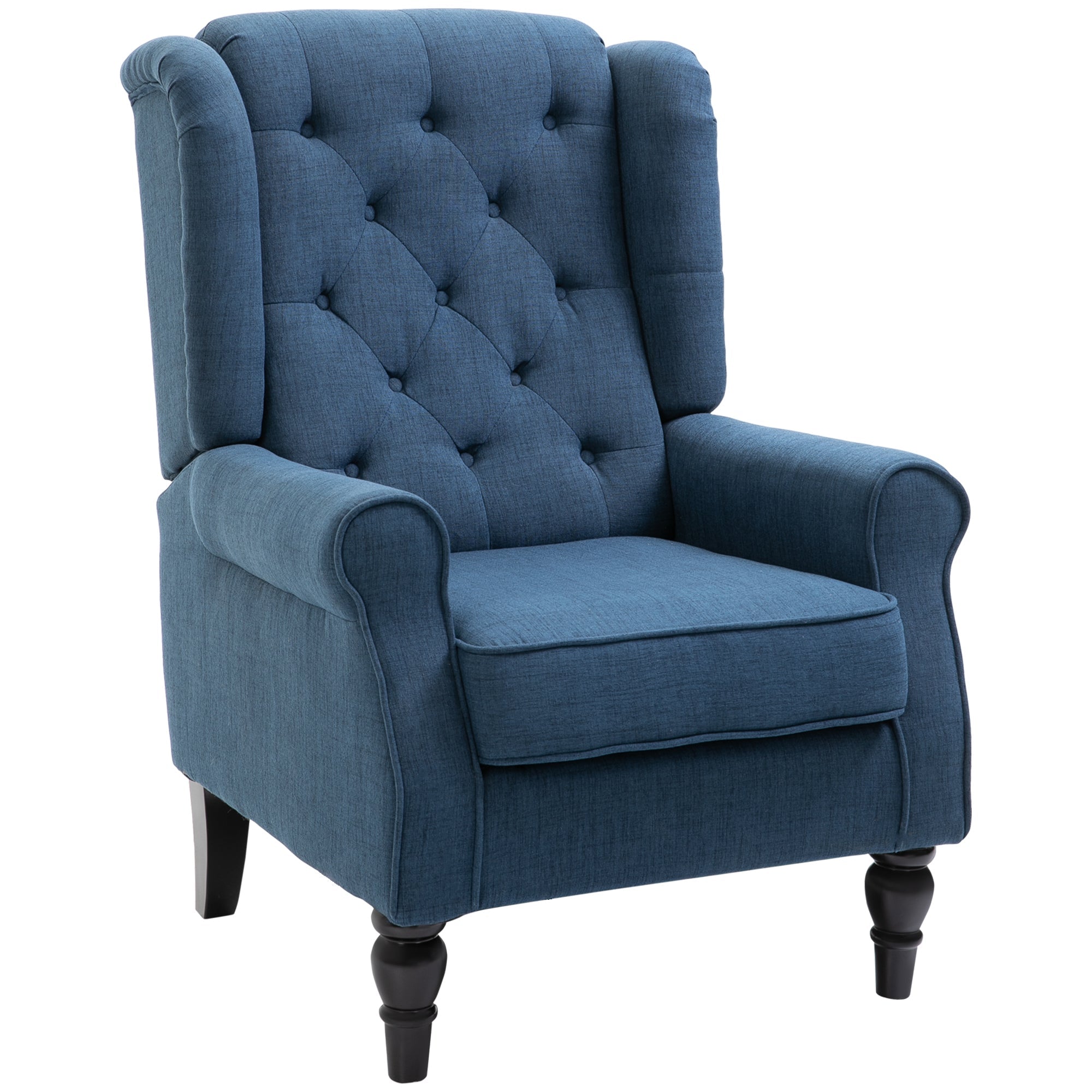 Button Tufted Upholstered Accent Chair with Wing Back and Rolled Arms - Accent Chairs