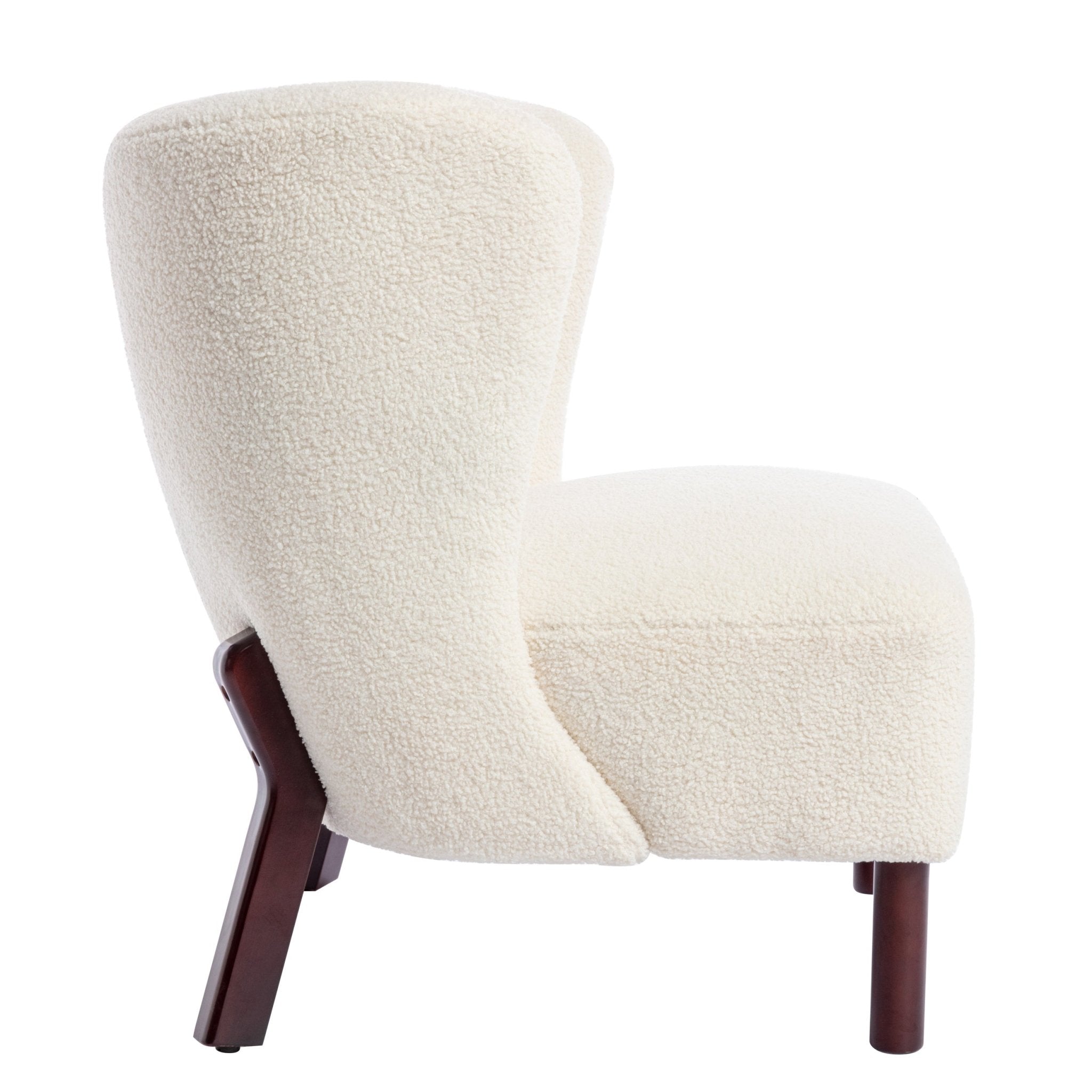 Button Tufted Upholstered Armless Chair with Wing Back and Wooden Legs - Accent Chairs