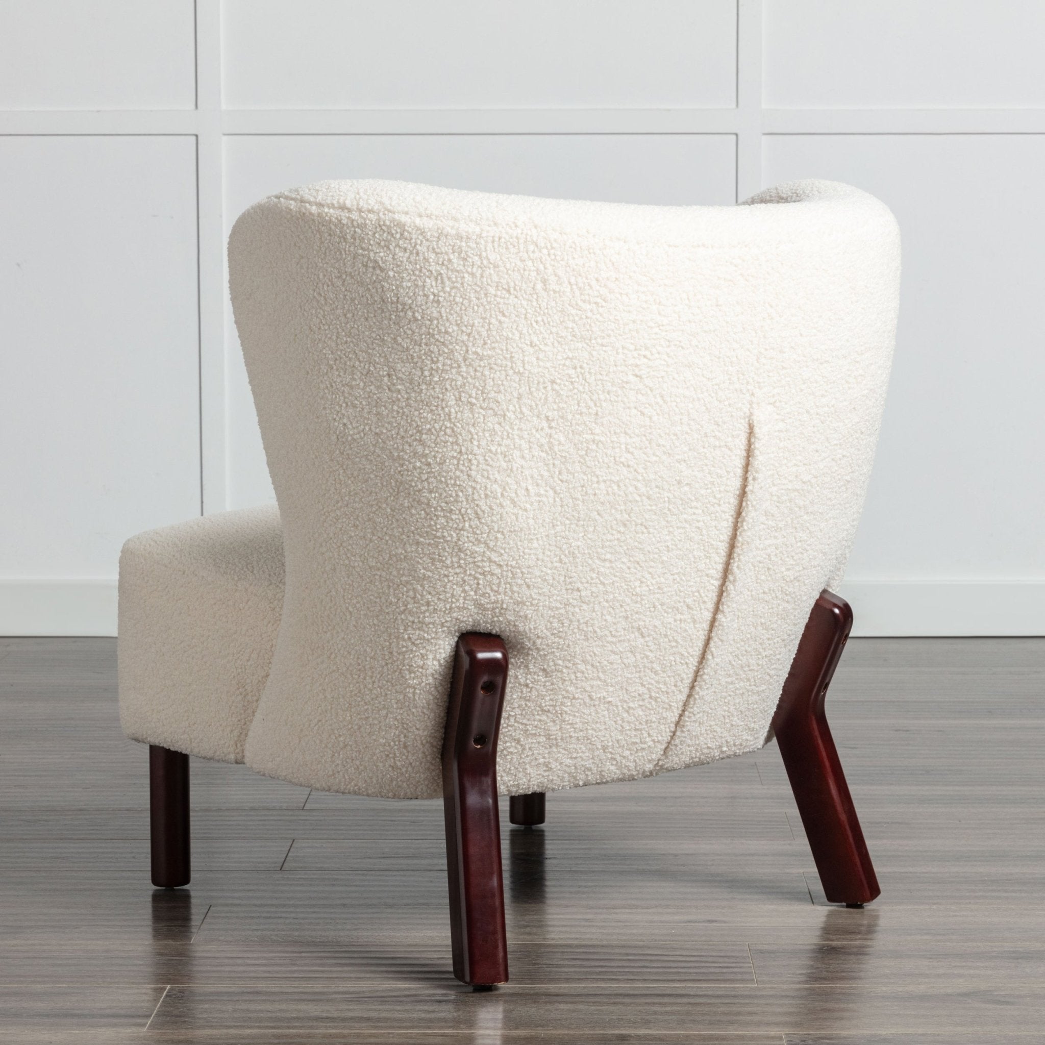 Button Tufted Upholstered Armless Chair with Wing Back and Wooden Legs - Accent Chairs