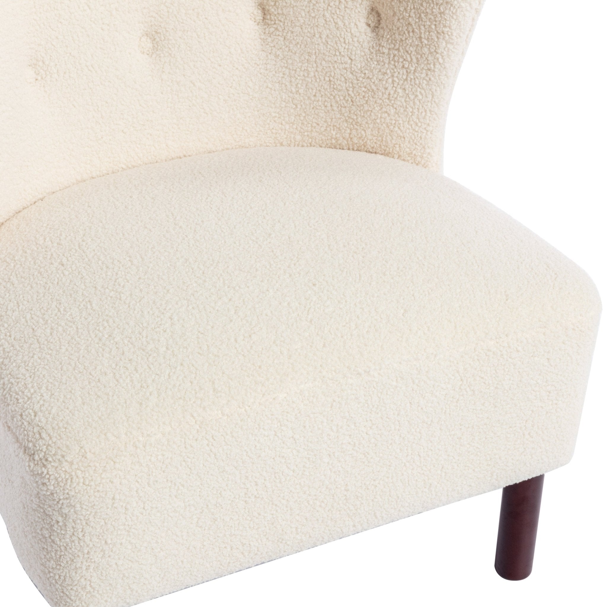 Button Tufted Upholstered Armless Chair with Wing Back and Wooden Legs - Accent Chairs