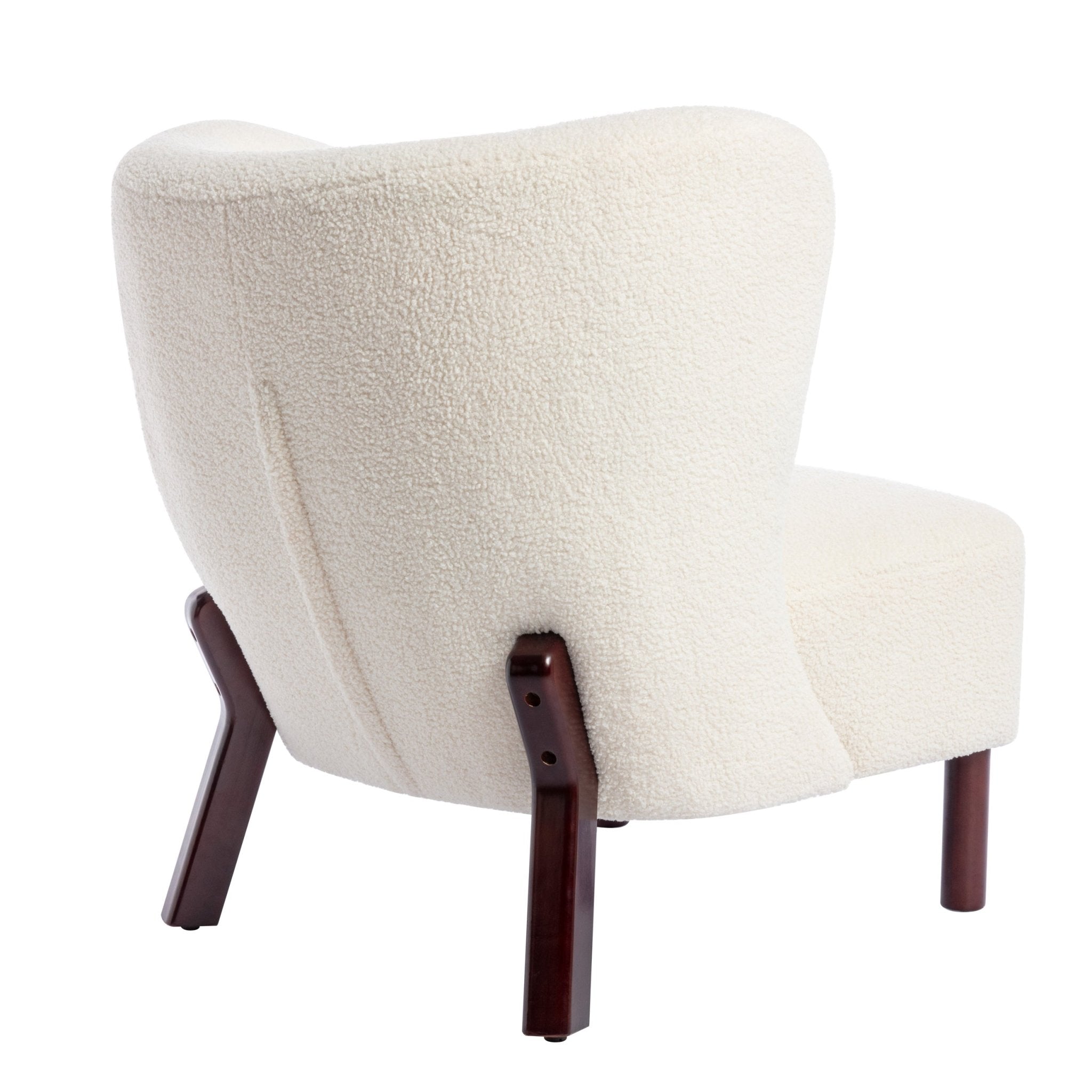 Button Tufted Upholstered Armless Chair with Wing Back and Wooden Legs - Accent Chairs