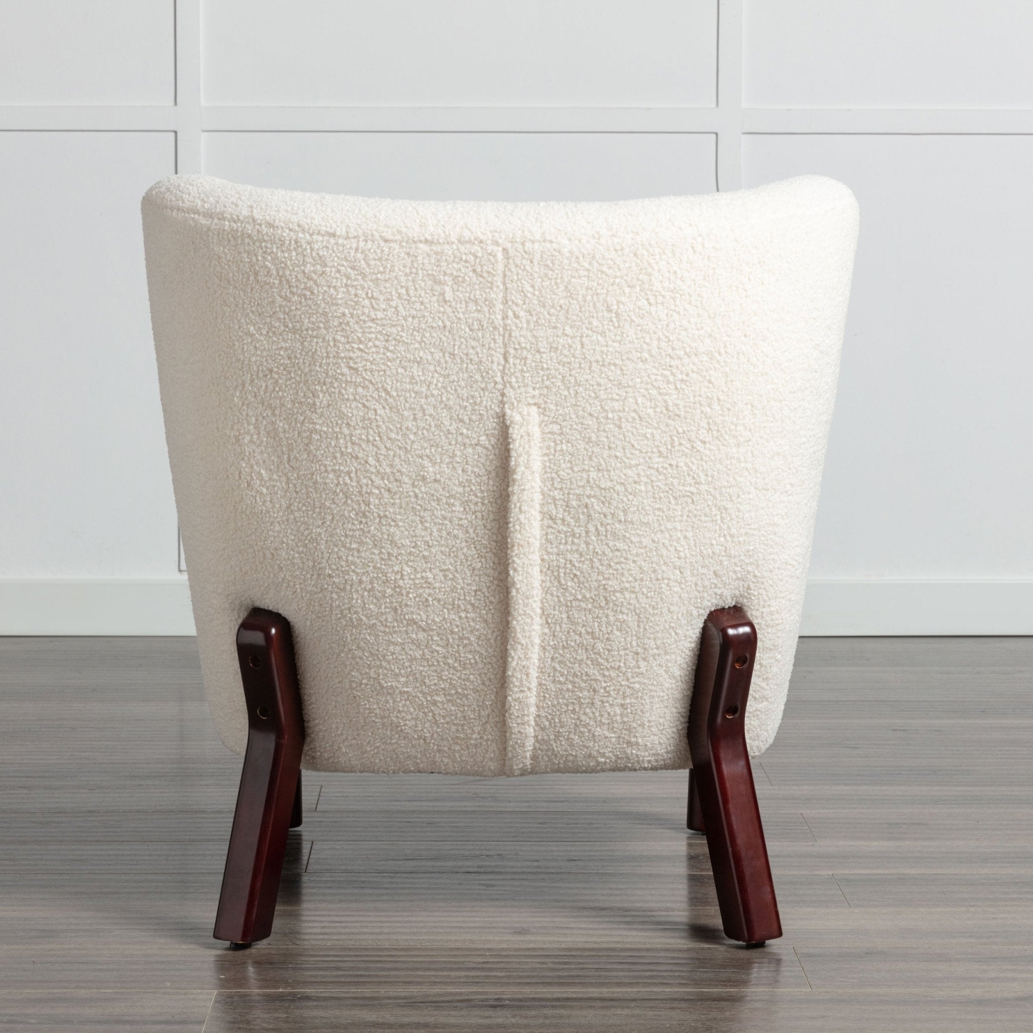 Button Tufted Upholstered Armless Chair with Wing Back and Wooden Legs - Accent Chairs