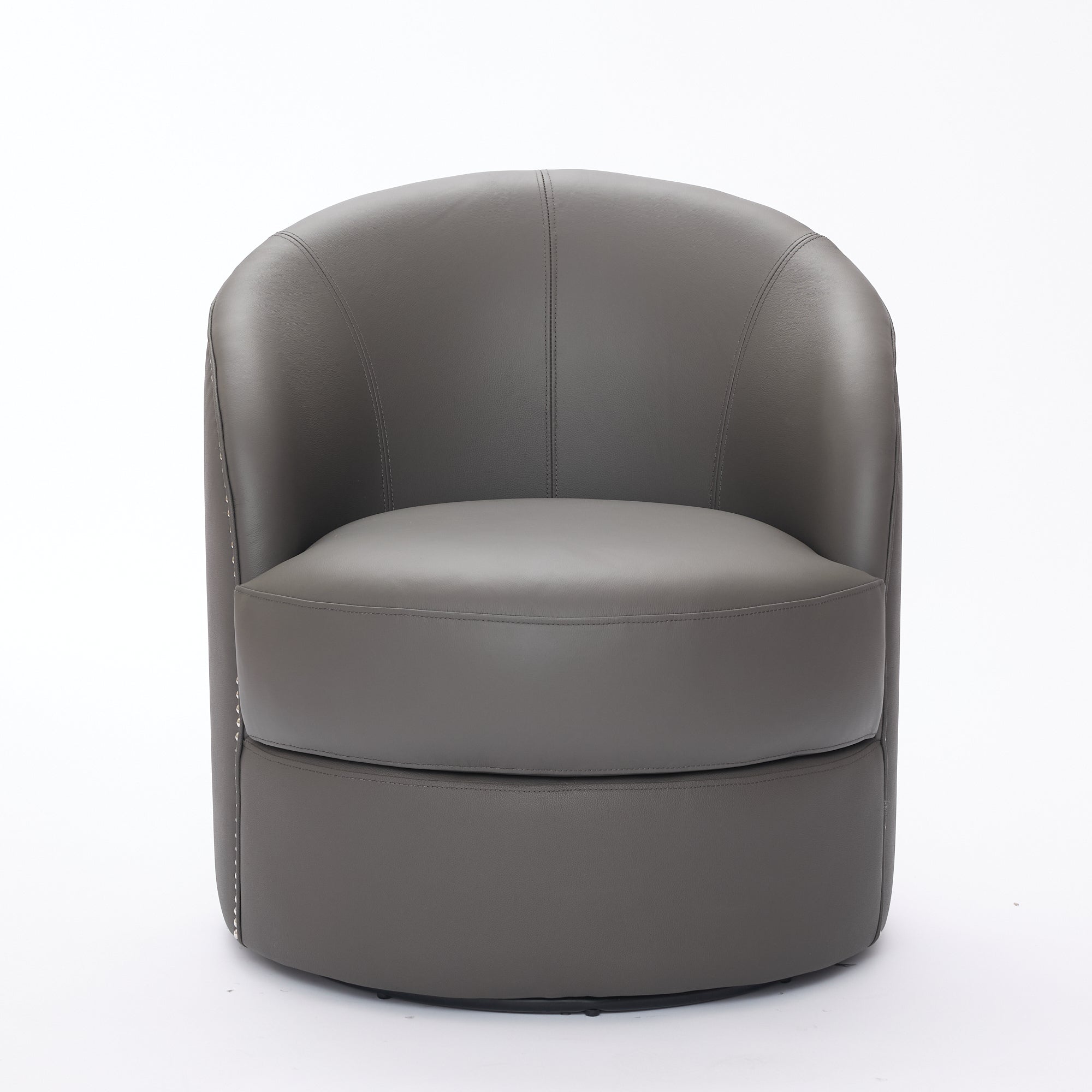 Top-Grain Leather Swivel Accent Chair