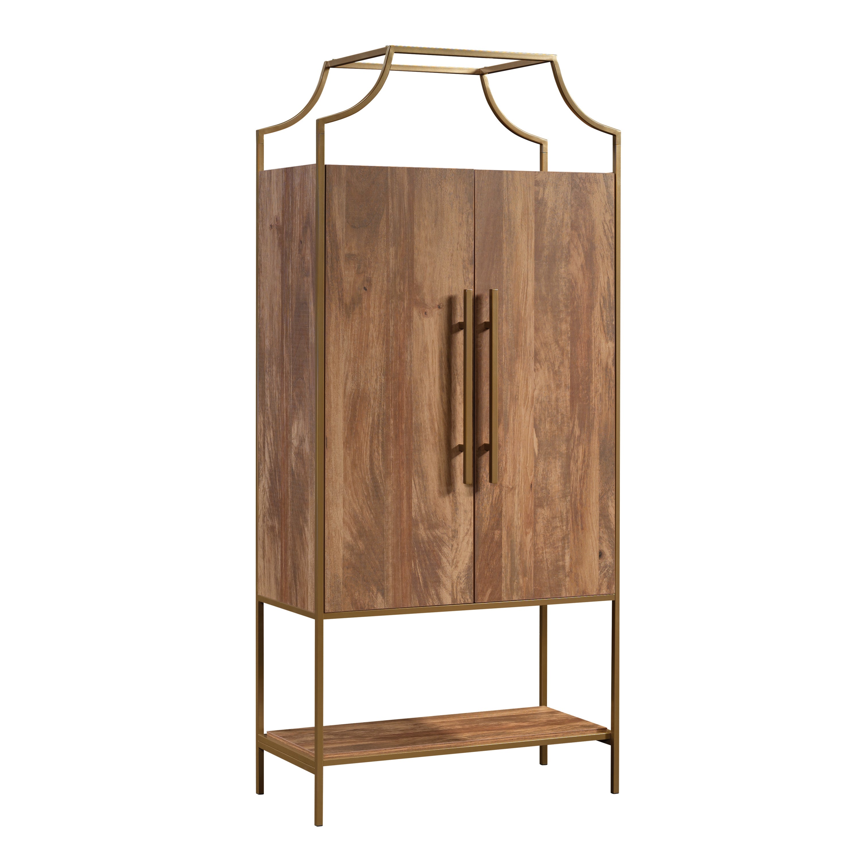 Contemporary Storage Cabinet with Gold Metal Frame