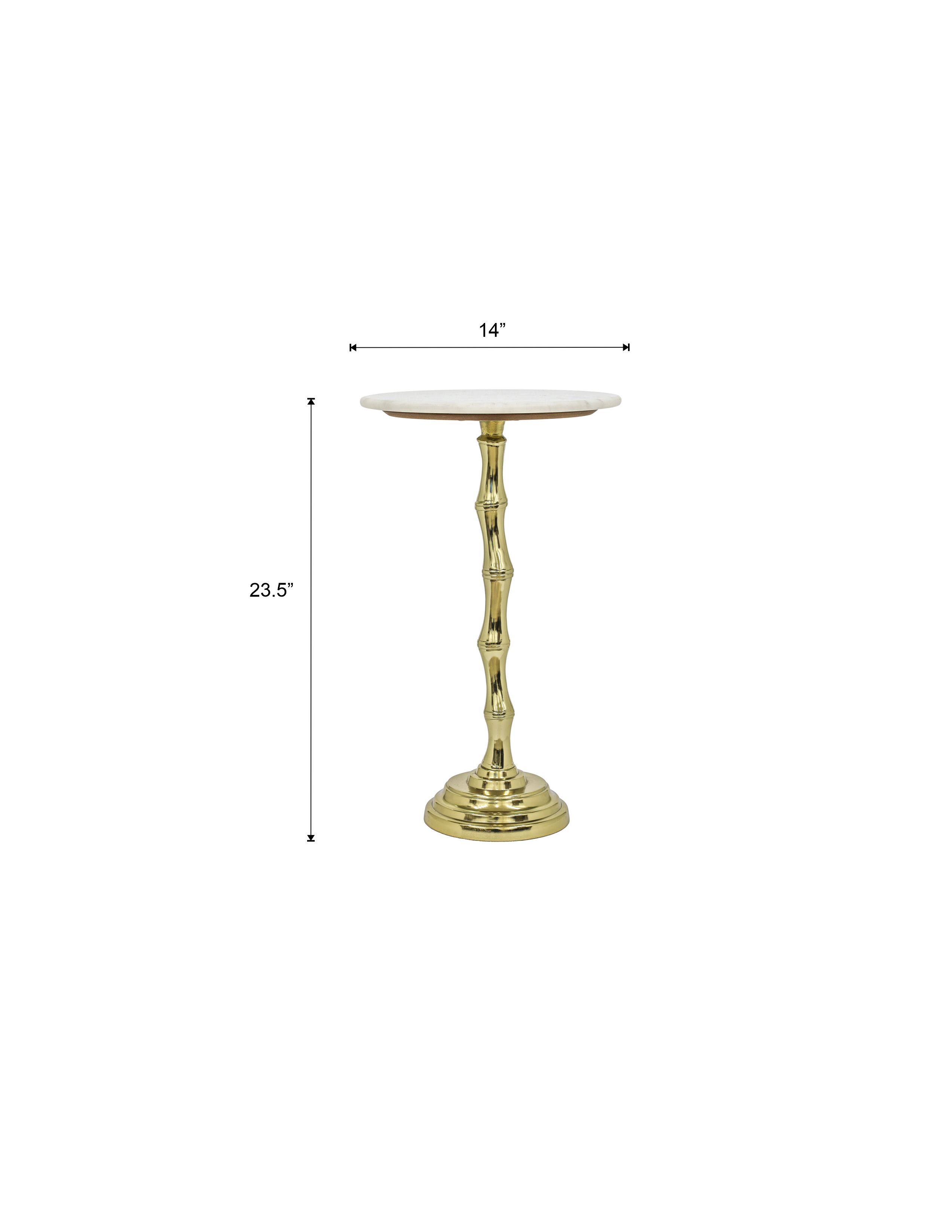 Bamboo Pattern Side Table with White Marble Top