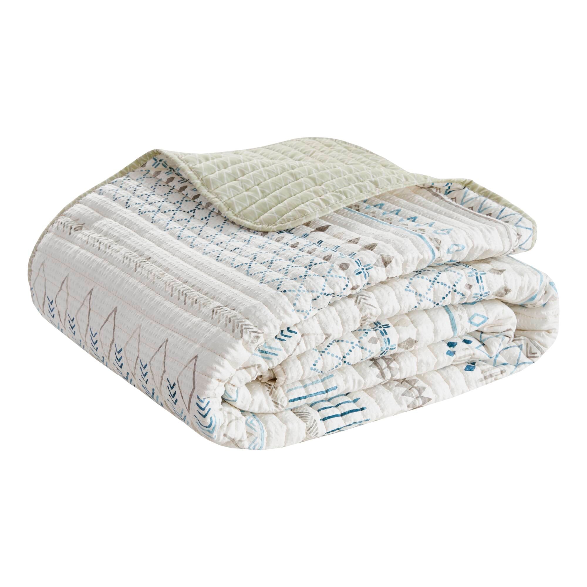 Fraser 3-Piece Printed Microfiber Seersucker Quilt Set