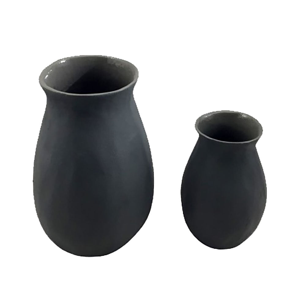 Aluminum Vase in Grey, 10.5 in
