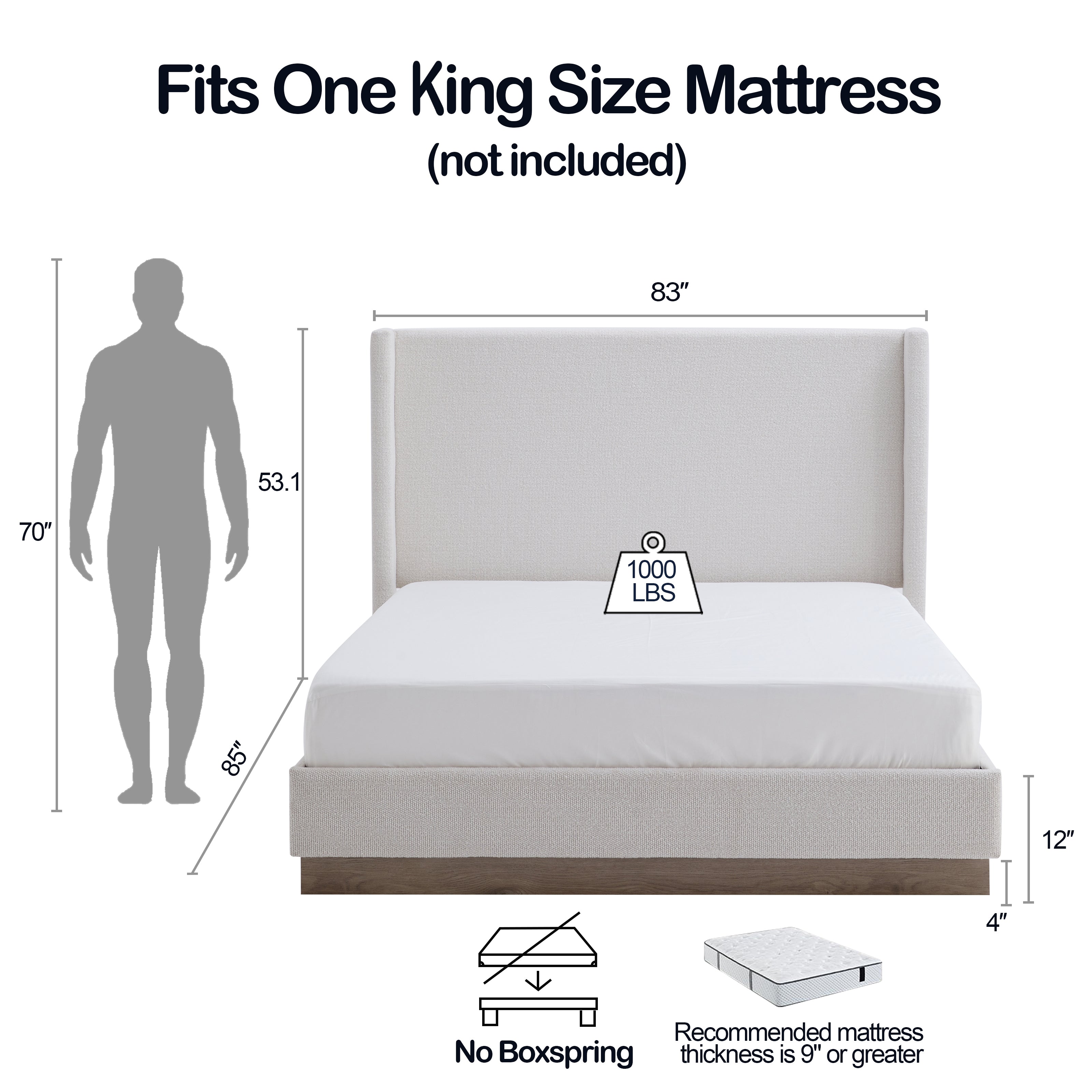 Hosford Upholstered Wingback Bed