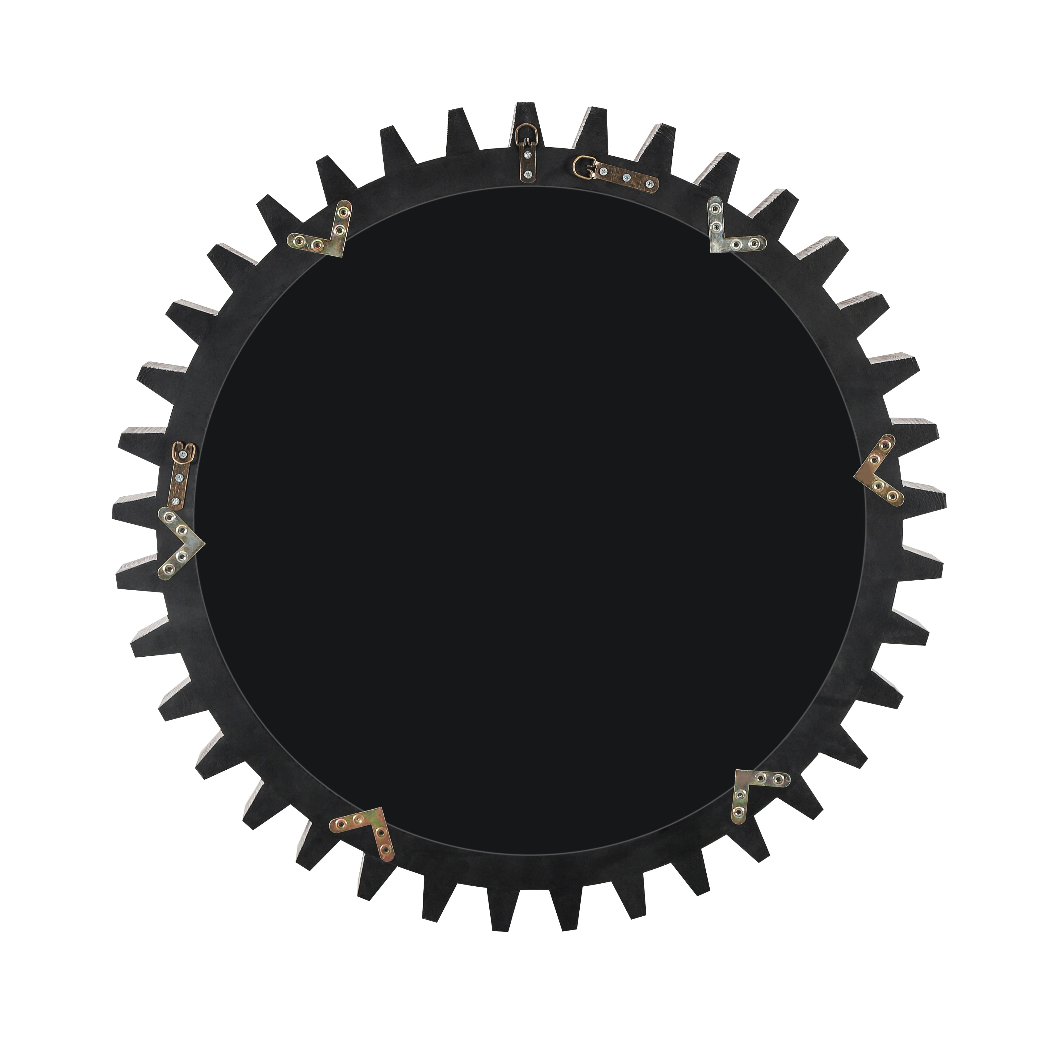 Harmonyx Wall Mirror with Gear Shape and Wood Frame