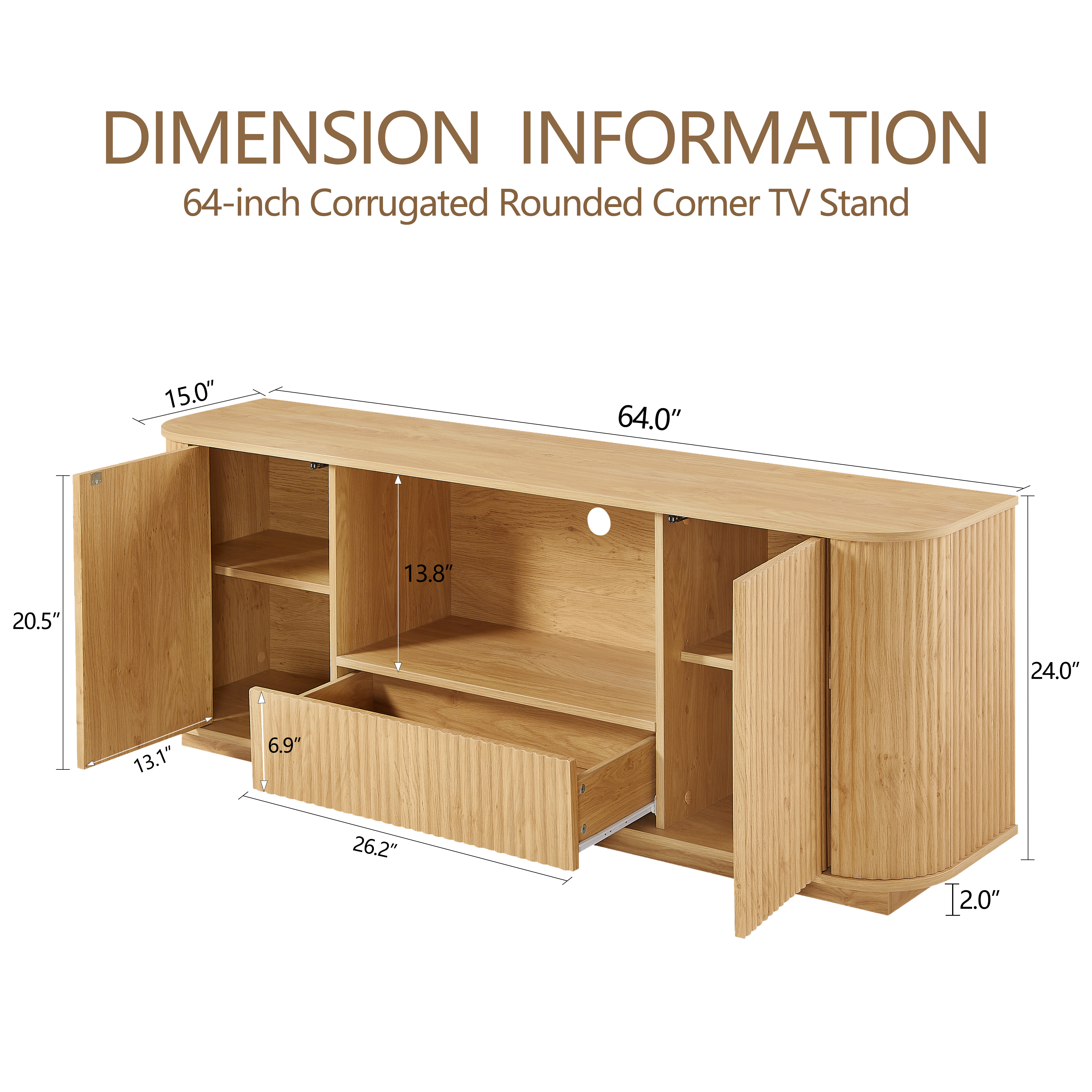 Modern Wavy TV Stand Rounded Sideboard
