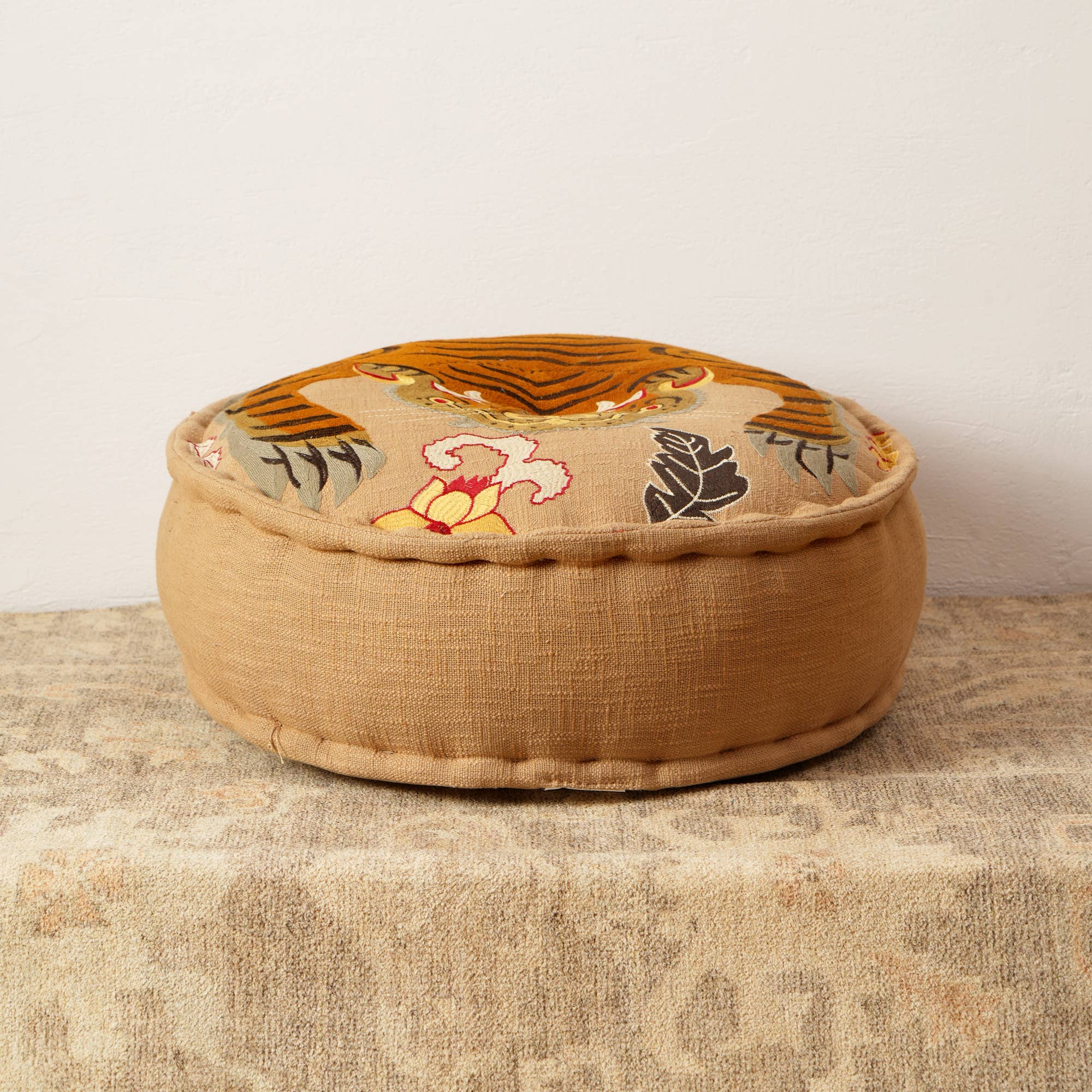 Embroidered Multicolor Pouf/Ottoman