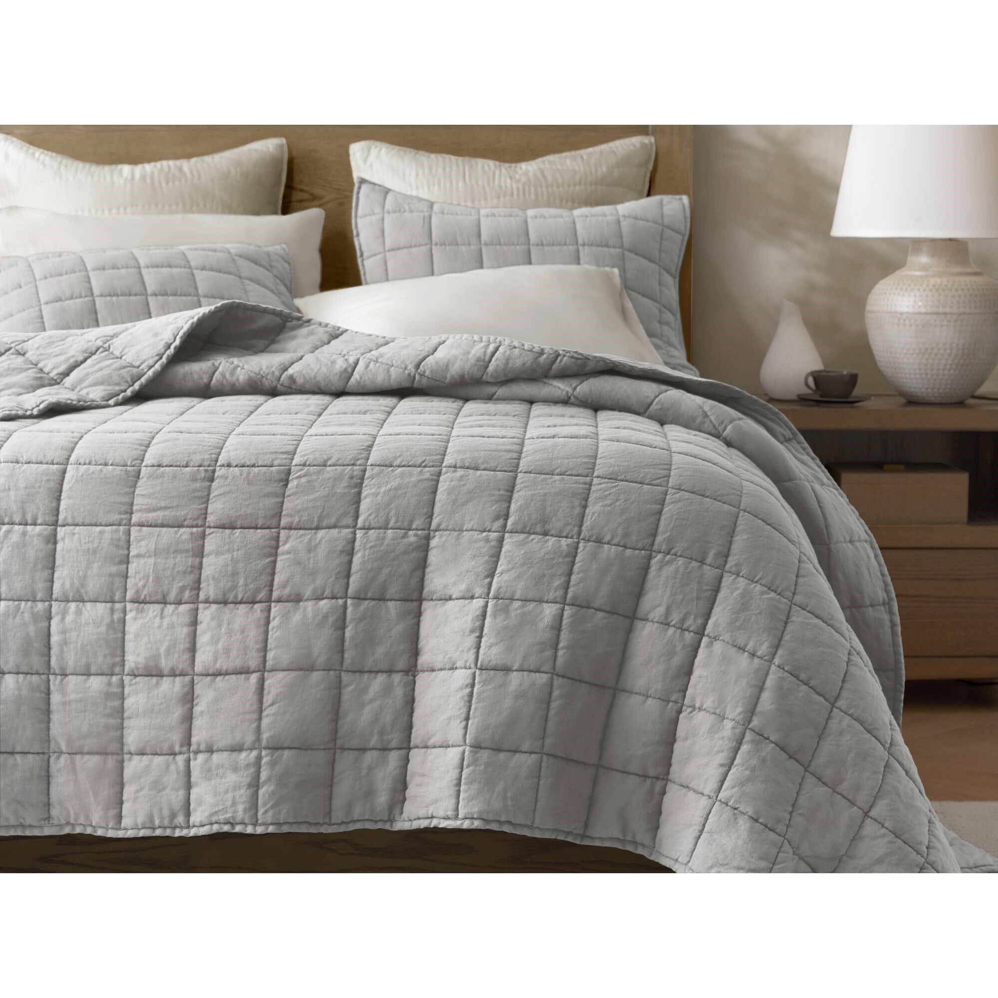 3 Piece Garment Washed French Linen Quilt Set