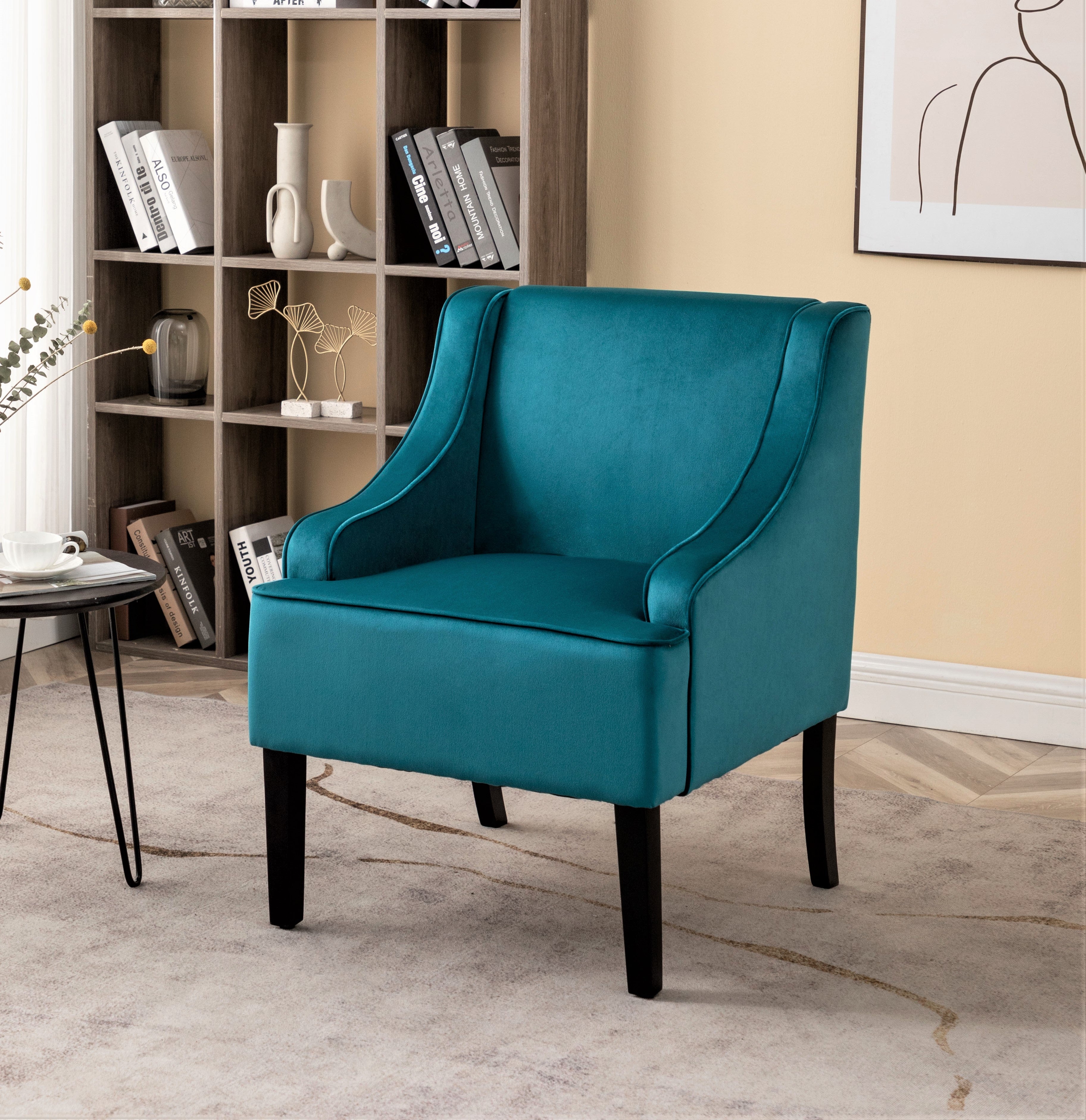 Versatile Velvet Side Chair with Recessed Arms