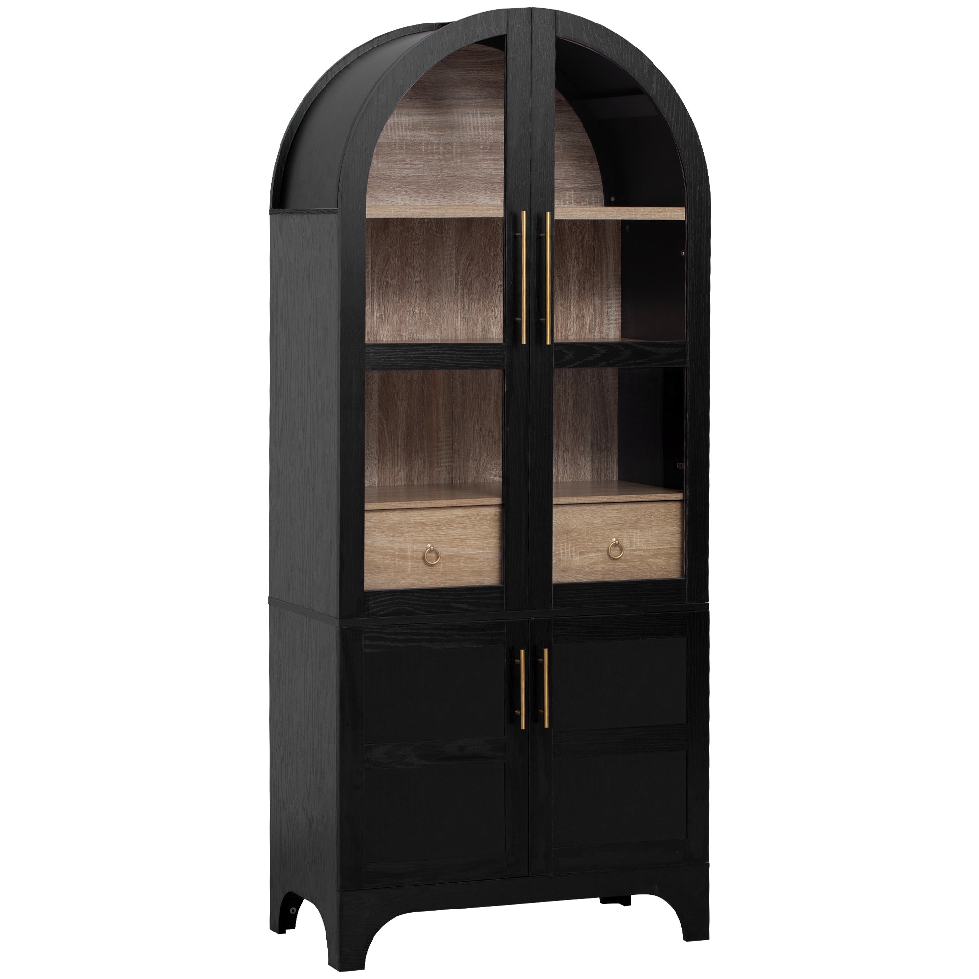 Farmhouse Kitchen Storage Cabinet with Open & Adjustable Shelves