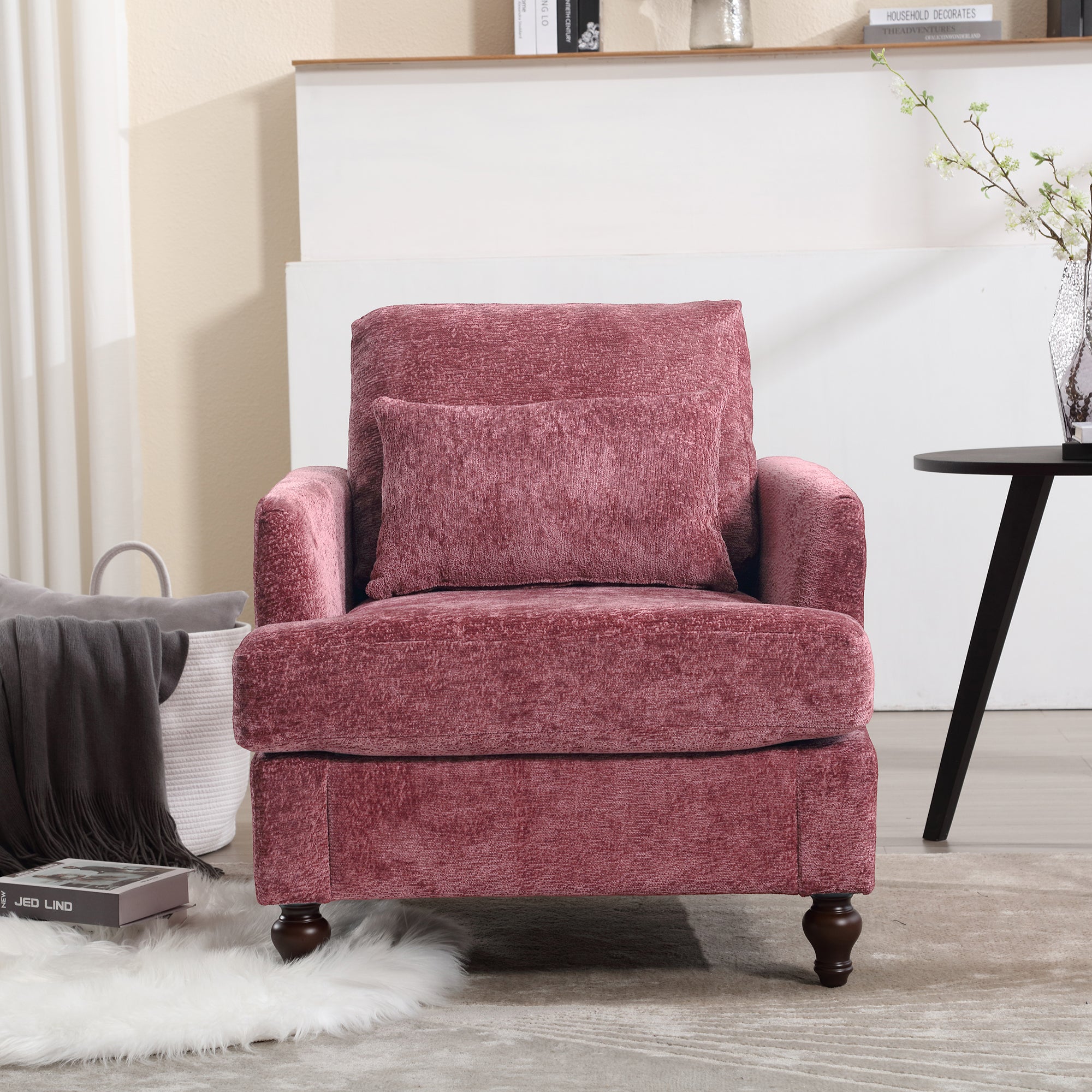 Chenille Tufted Upholstered Club Accent Chair