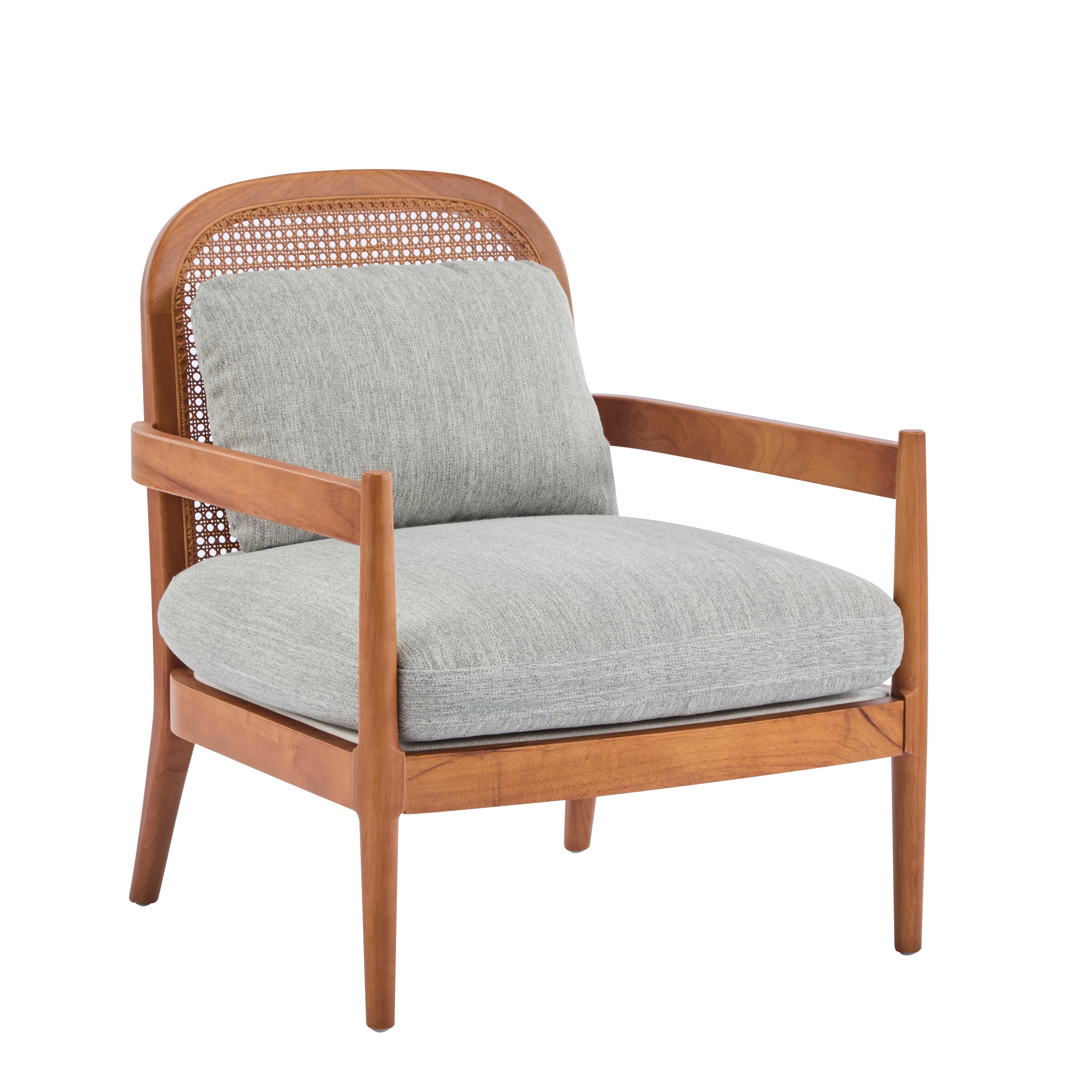 Elliston Solid Wood and Rattan Accent Chair with Cushions, Set of 2