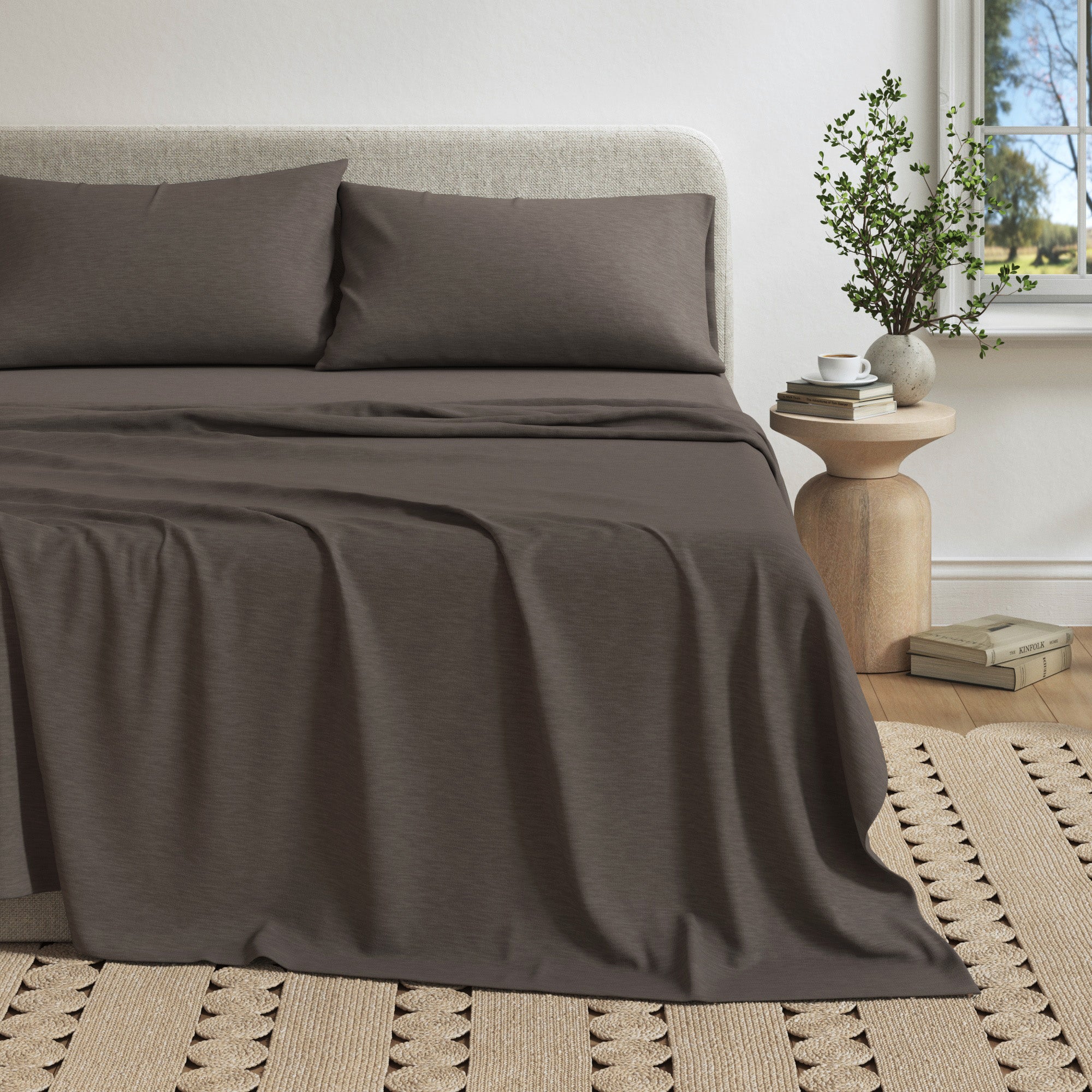 Cotton Heathered Melange Jersey Knit Sheet Set