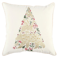 Tree Printed And Embroidered Cotton Decorative Throw Pillow