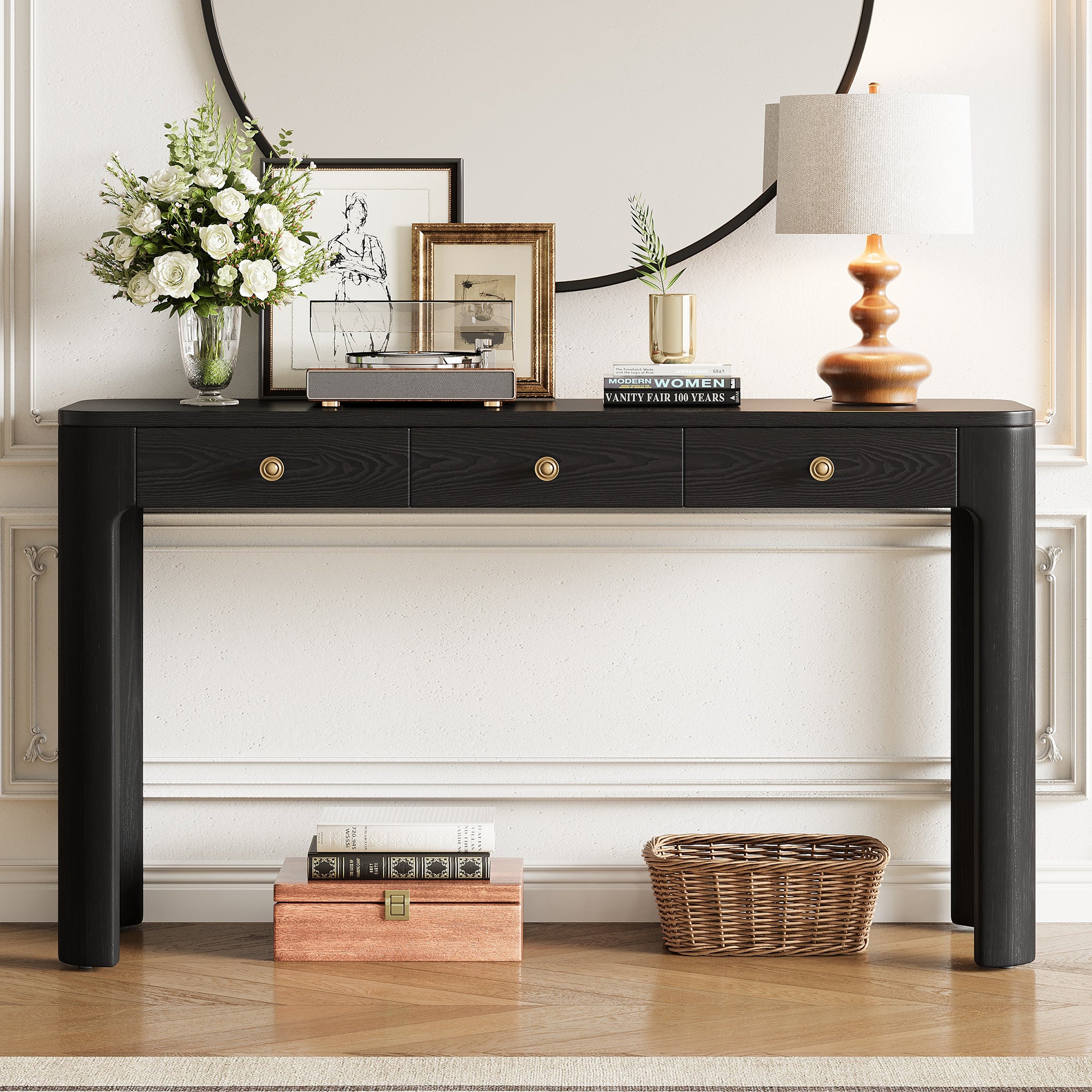 Rustic Console Table with Curved Corners