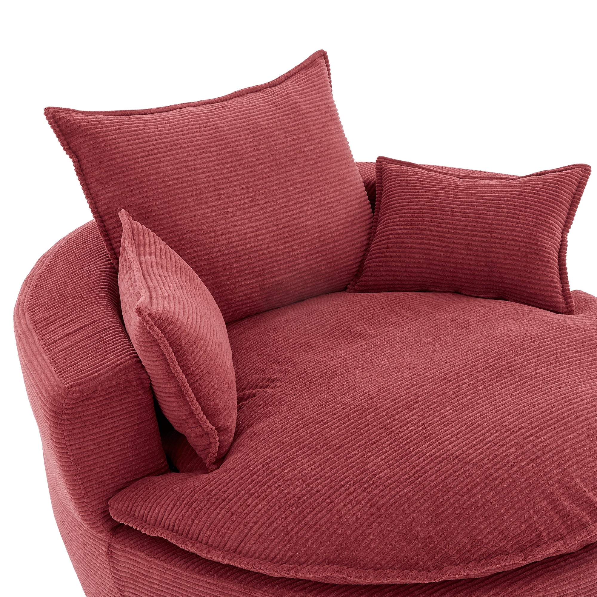Corduroy 360° Swivel Accent Barrel Chair with 3 Removable Pillows