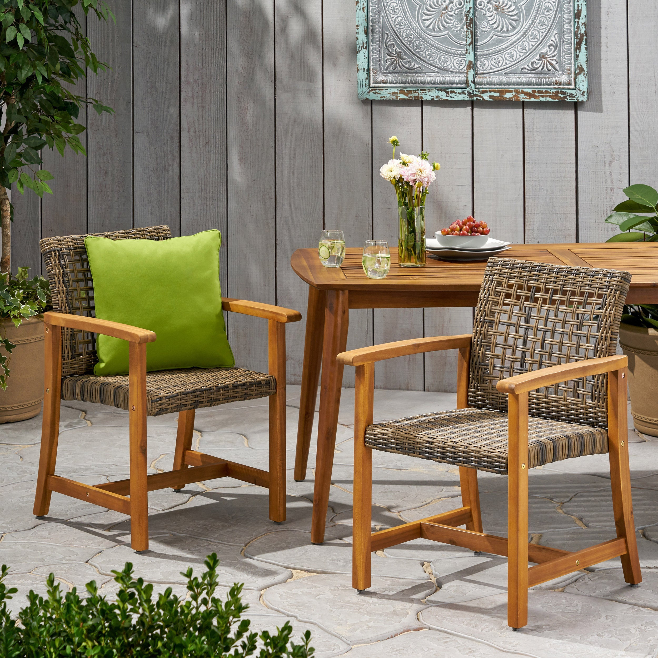 Hampton Outdoor Rattan Dining Chairs, Set of 2