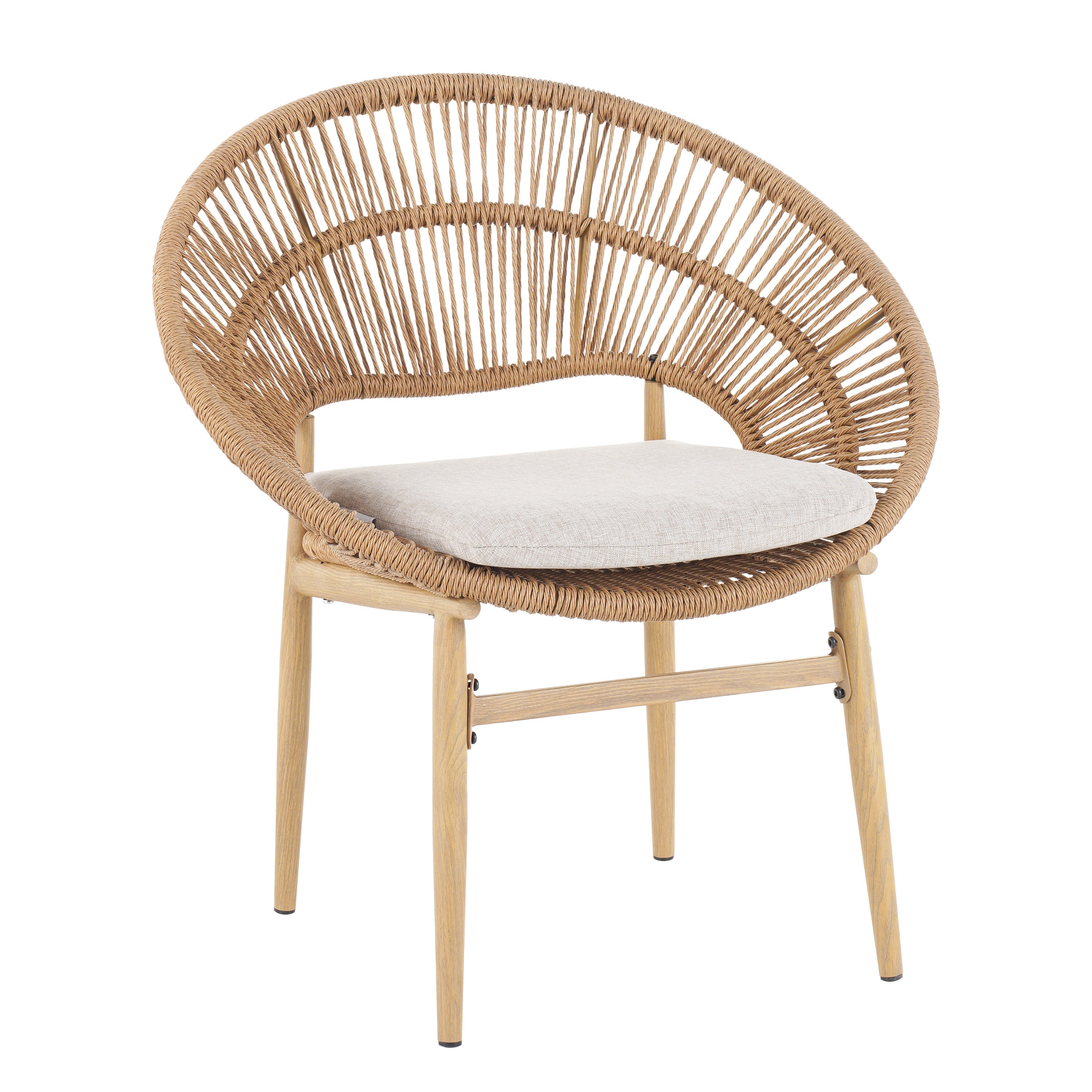 Cyril Outdoor Wicker Papasan Style Dining Chair, Set of 2