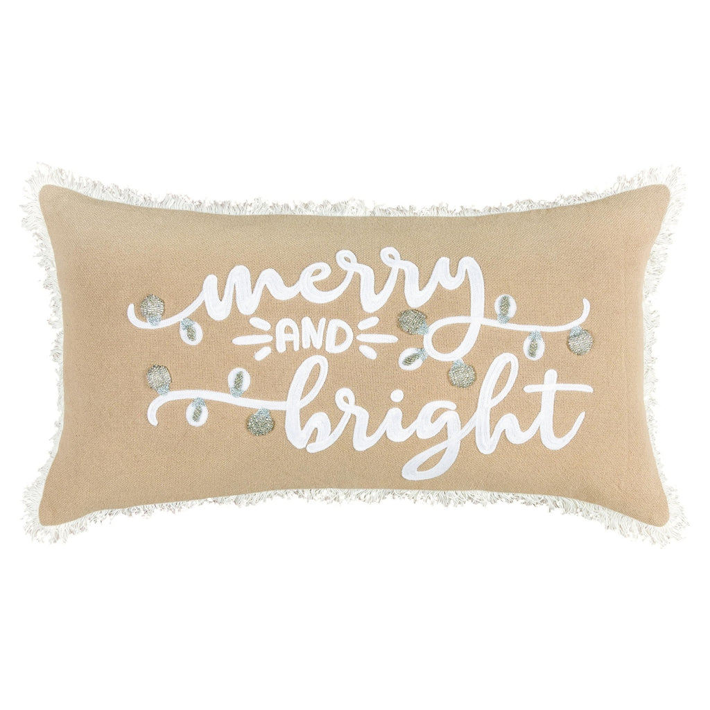 Embroidered With Fringe Lace Edging Cotton Word Pillow Cover