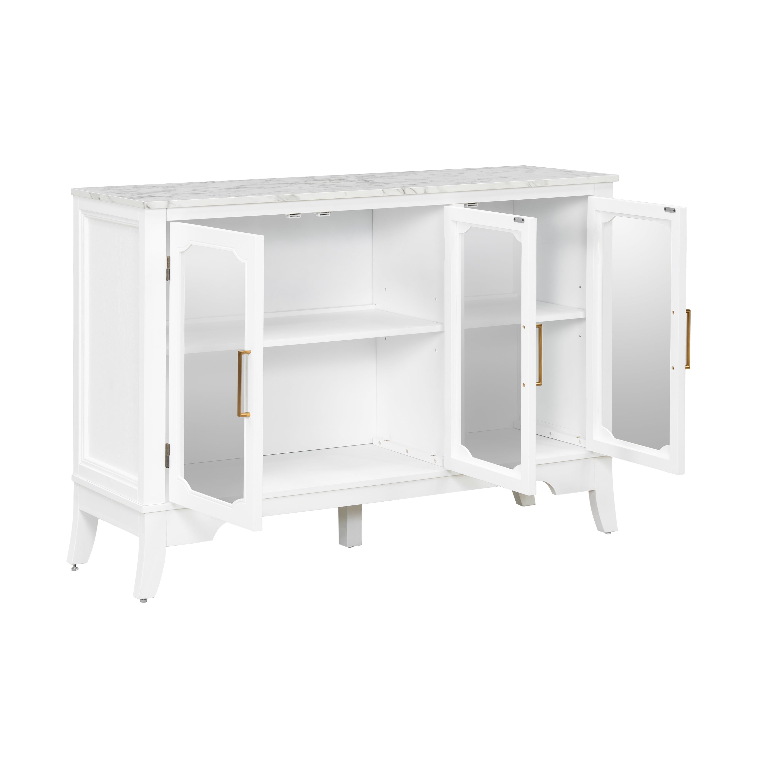 3-Door Storage Cabinet with Glass Doors