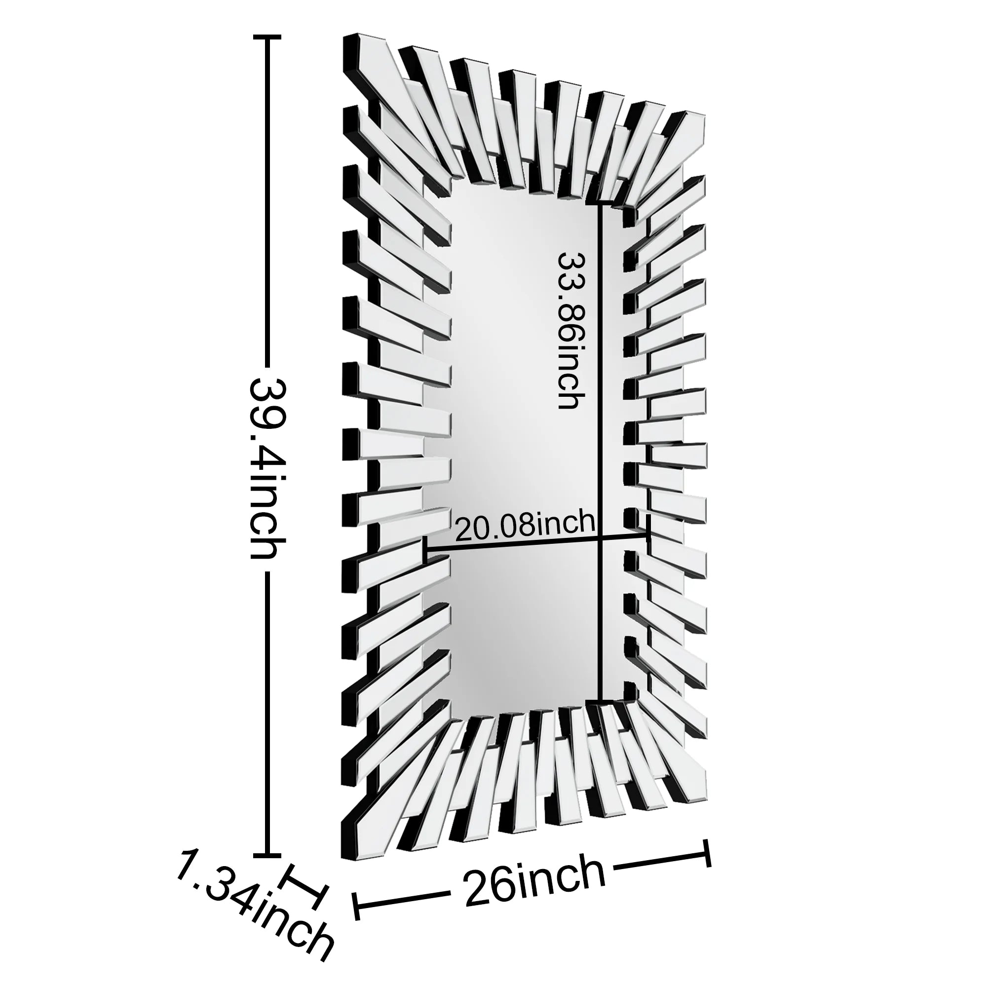 39" x 26" Rectangle Wall Mirror with Starburst 3D Frame