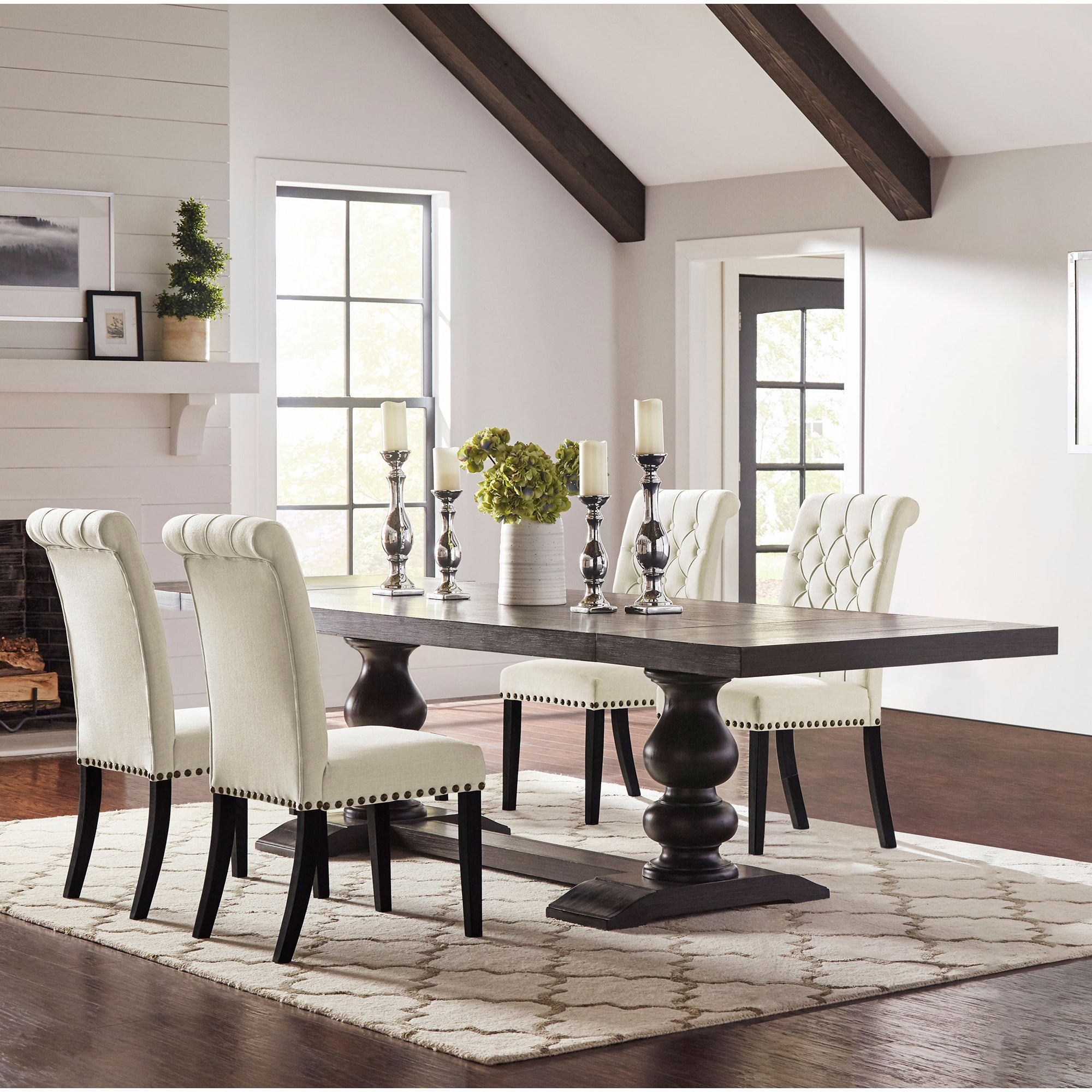 Vallerie Antique Noir and Beige Black 5-Piece Dining Set