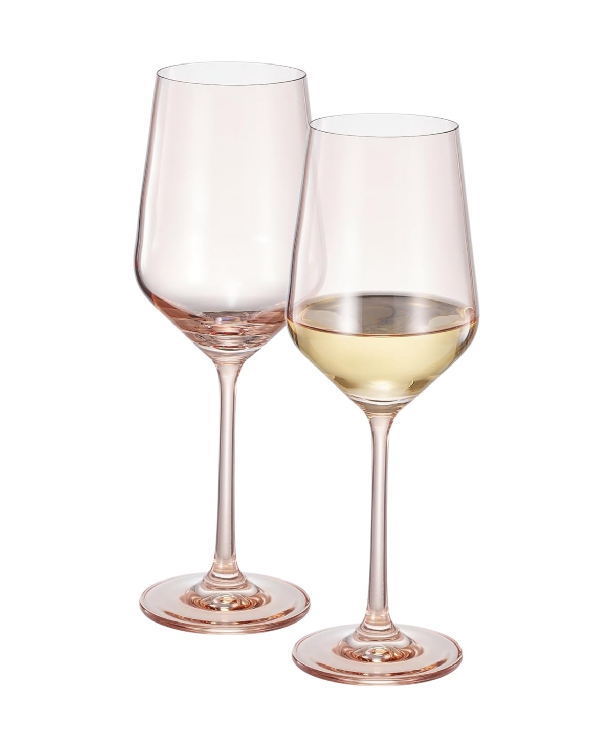 Light Pink Colored Crystal Wine Glasses Set of 2