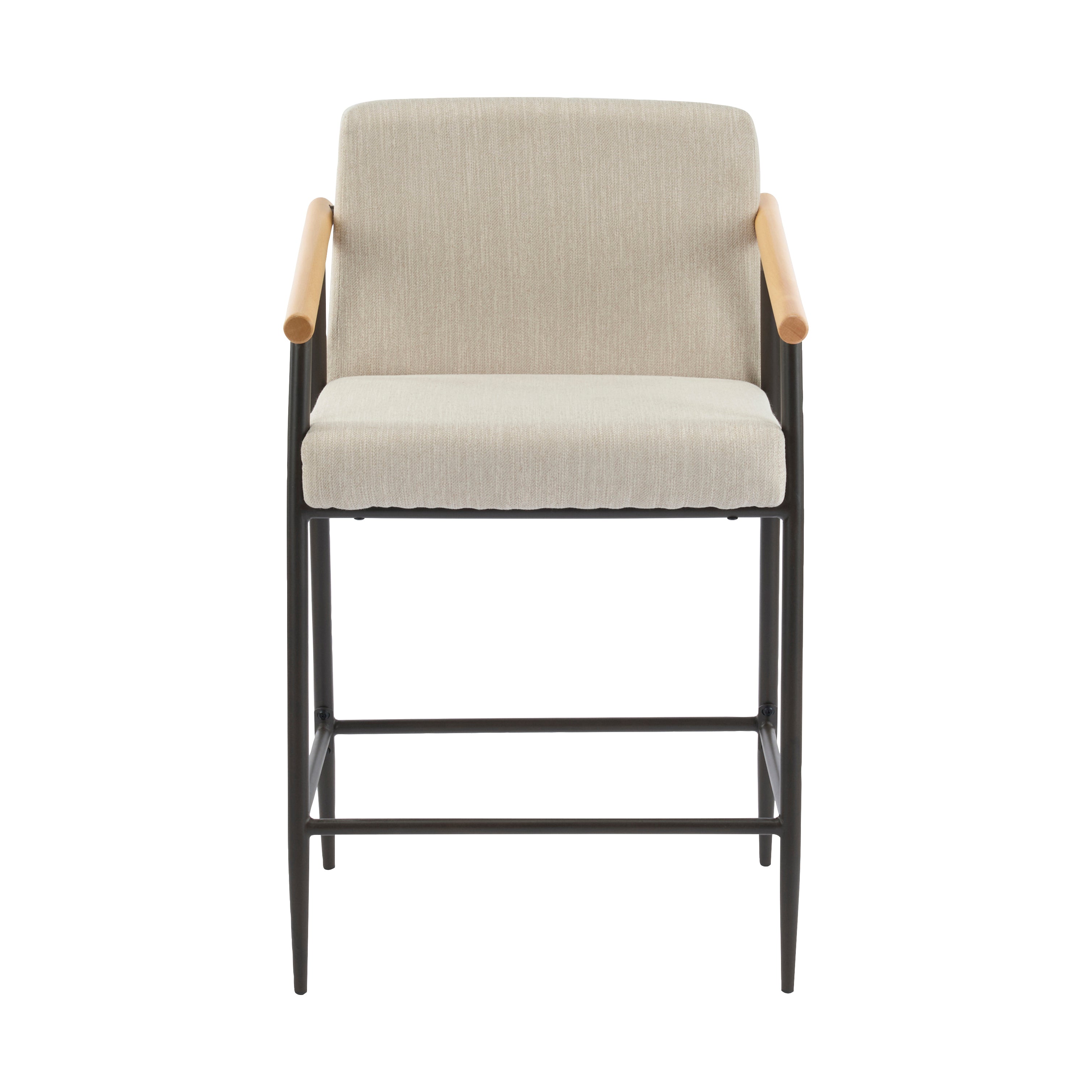 Kentwood Square Back Upholstered Counter Stool with Iron Frame, Set of 2
