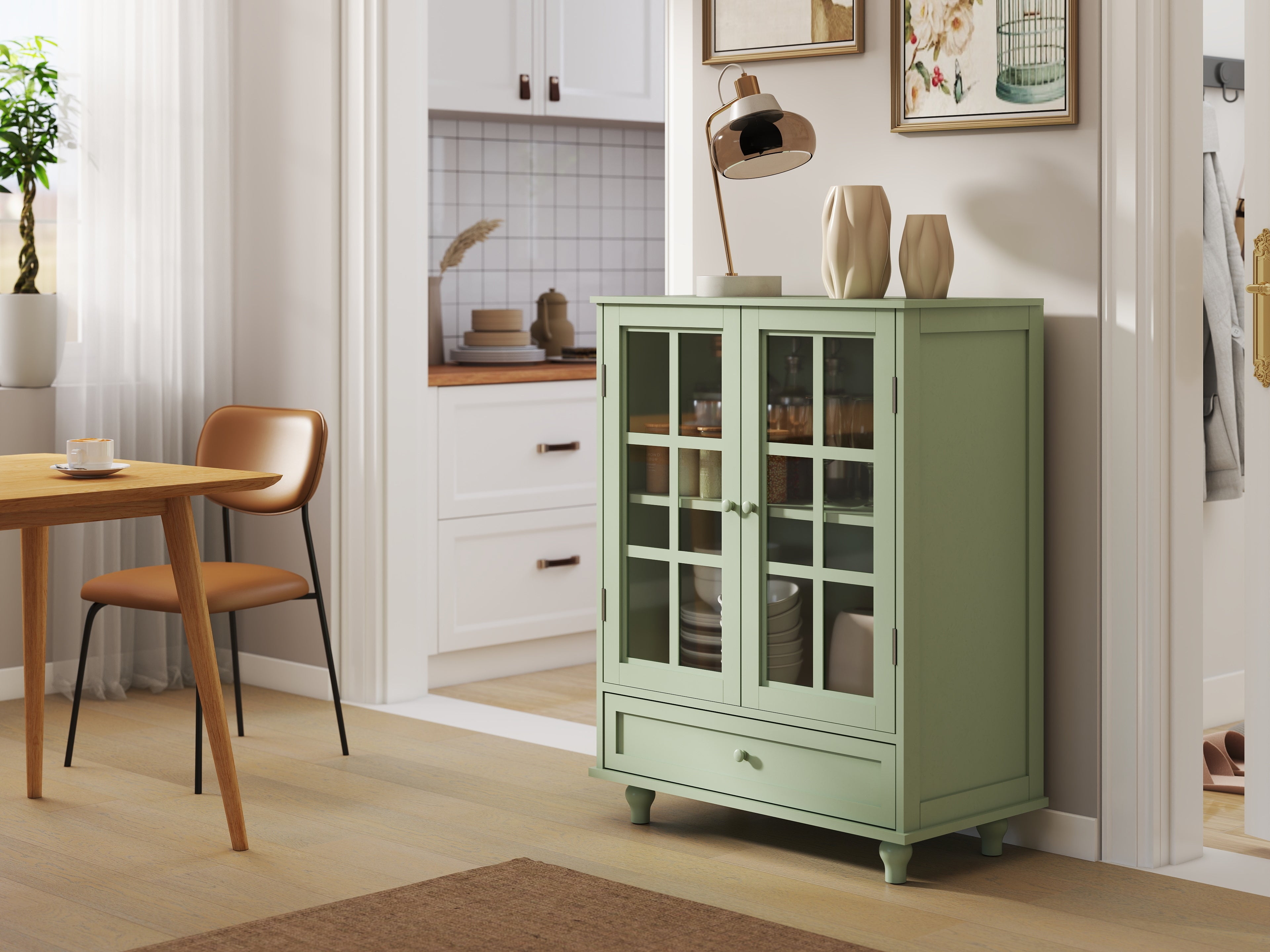 Double Glass Door Accent Cabinet