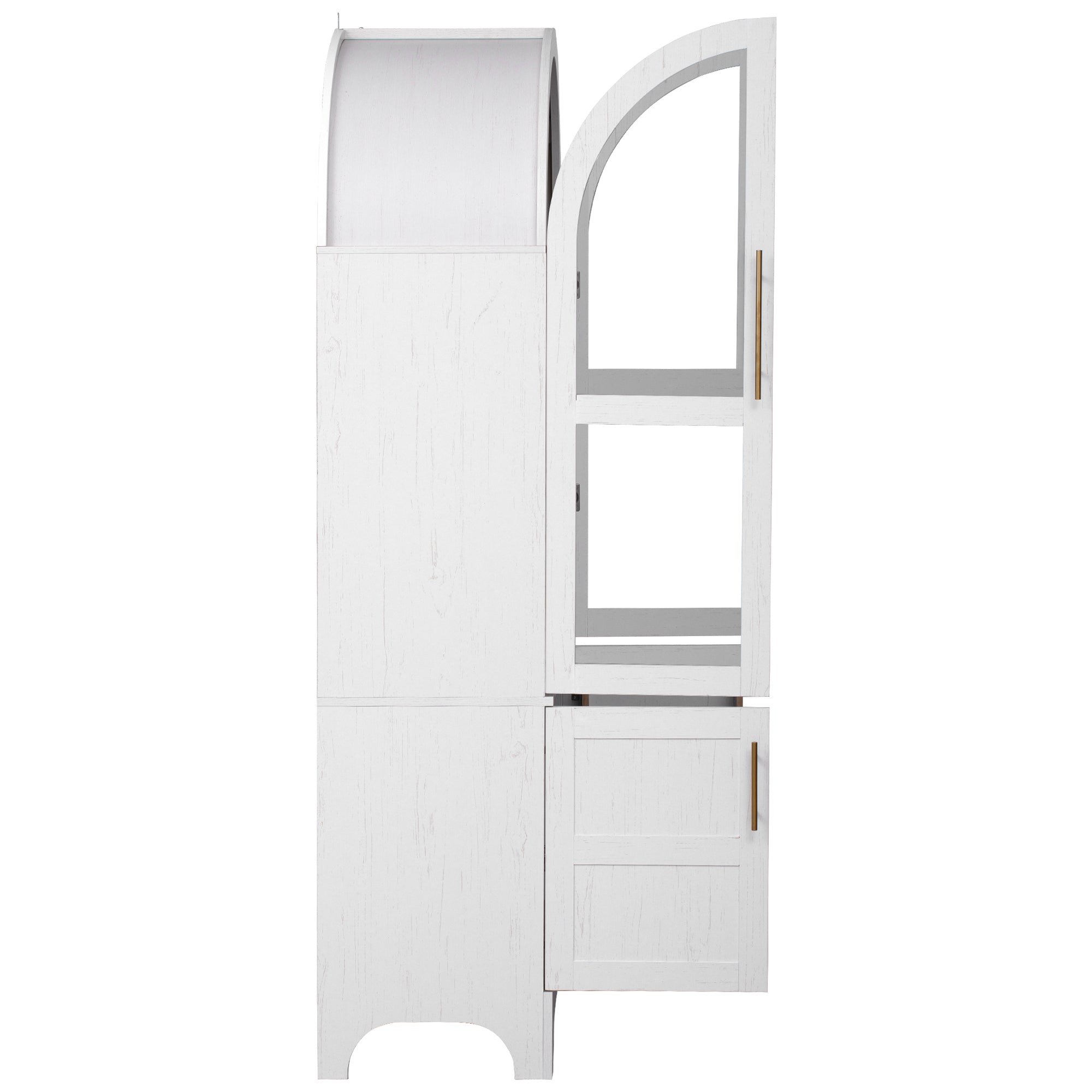 Farmhouse Kitchen Storage Cabinet with Open & Adjustable Shelves