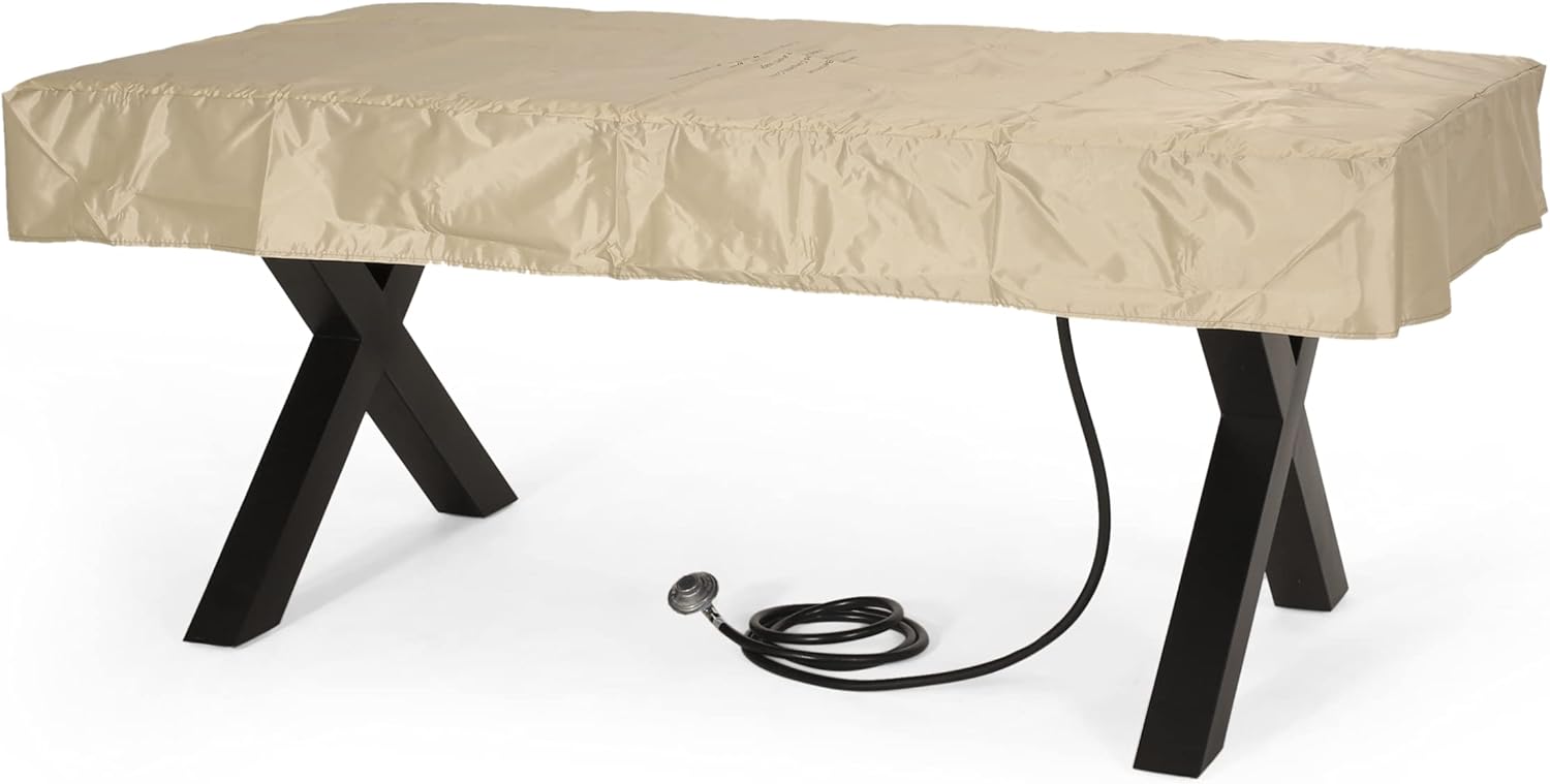 40,000 BTU Outdoor Concrete Fire Pit Table with X-Shaped Iron Legs