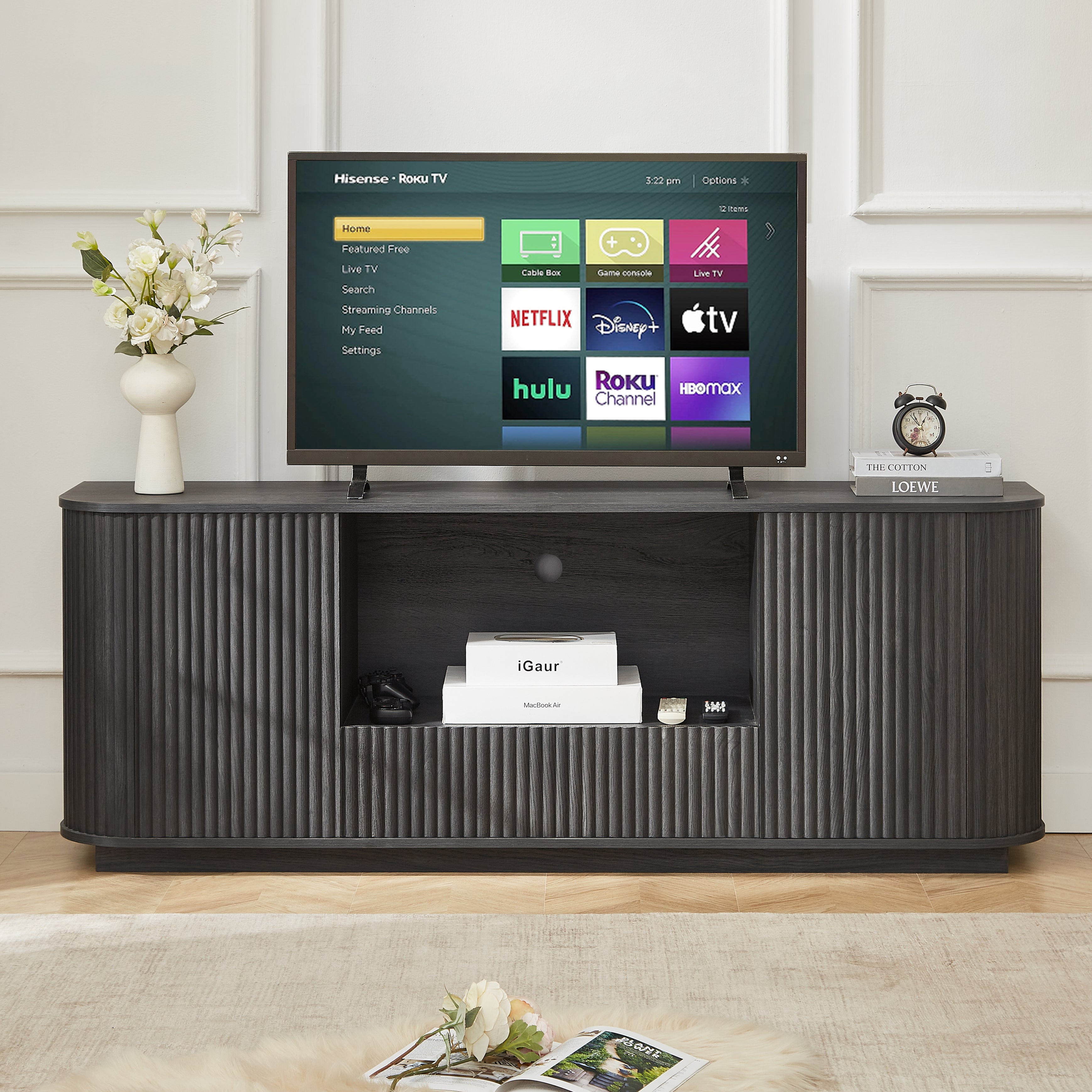 Modern Wavy TV Stand Rounded Sideboard