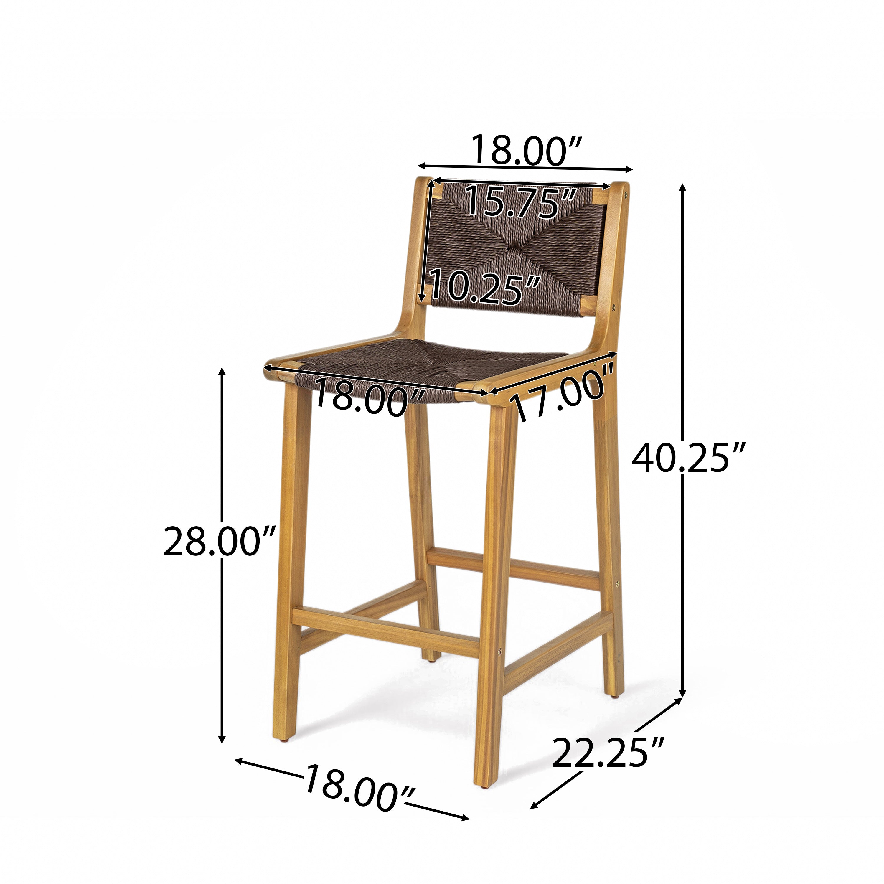 Catalina Acacia Wood Outdoor Armless Barstool